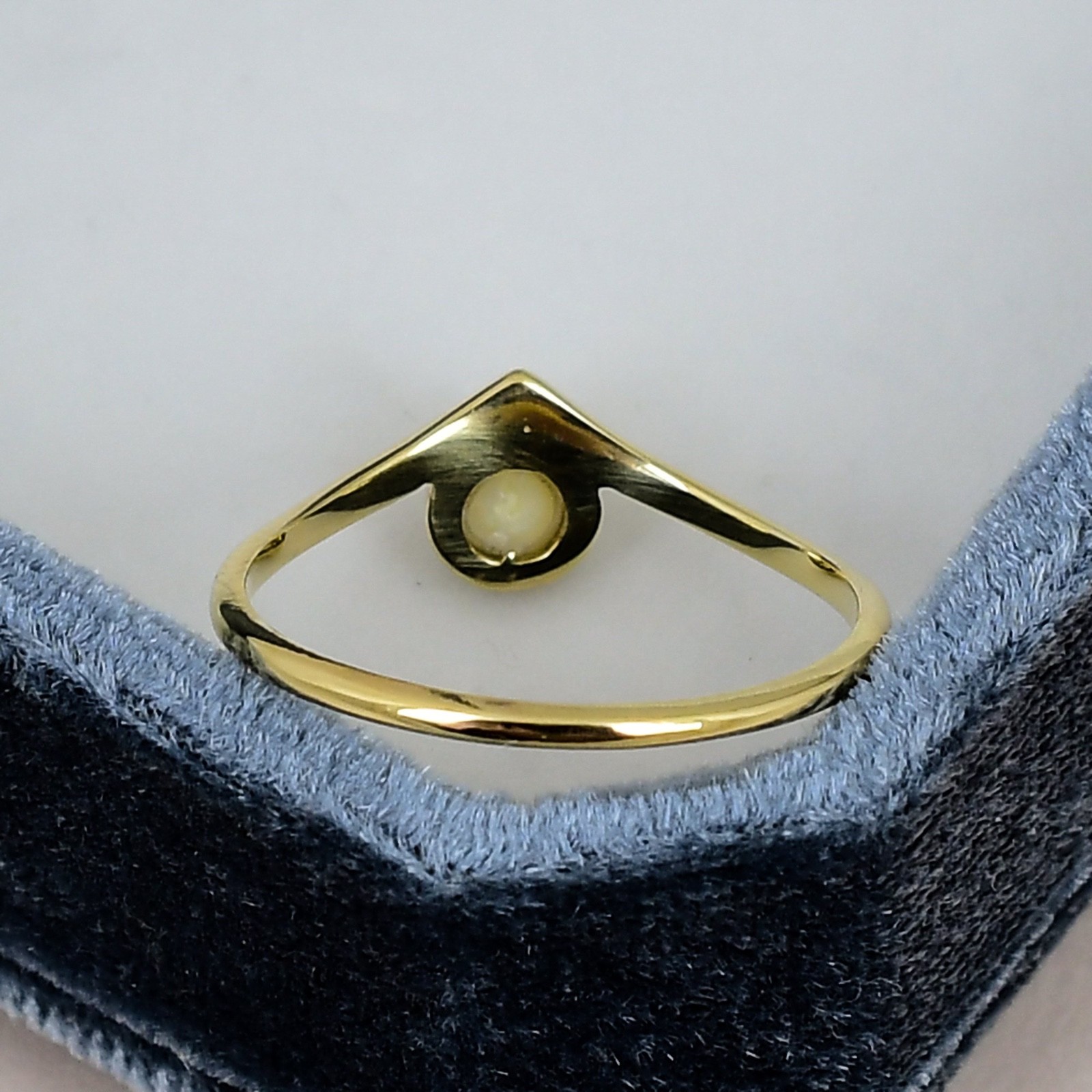 Pearl Ring 18K Gold Plated Round 4mm June Birthstone Minimalist Bezel Ring
