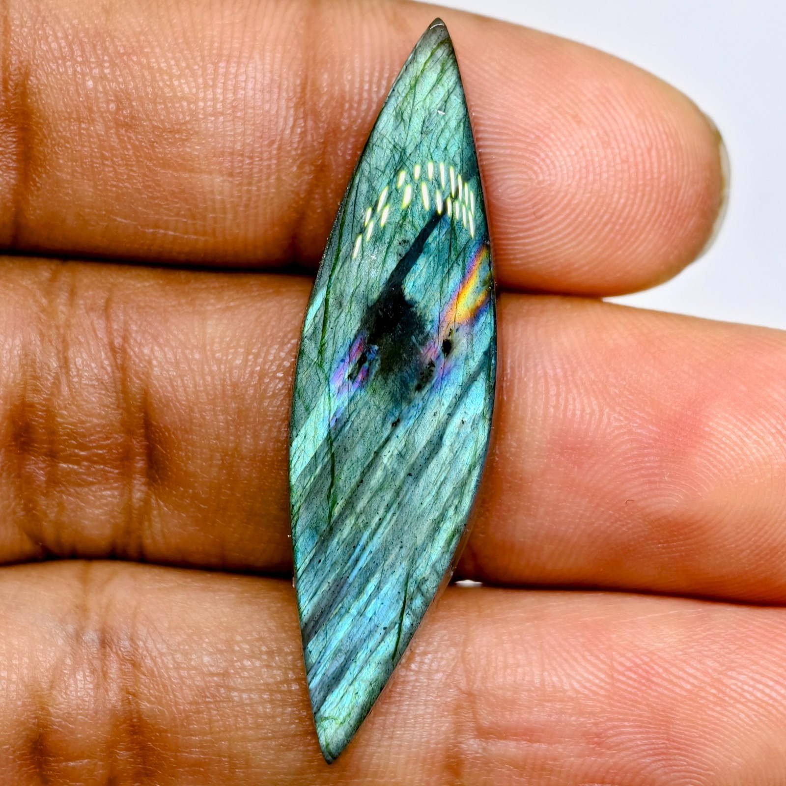 23 Cts Natural Labradorite Cabochon Gemstone For Jewelry 42.7×12.1×5.6 MM