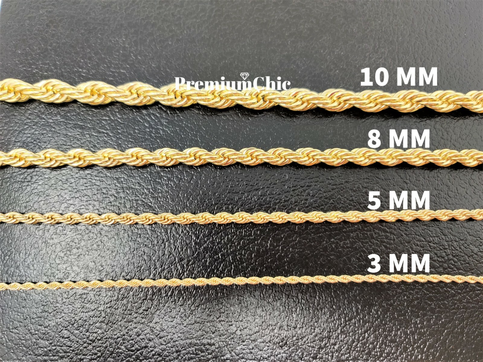 8MM or 10MM Rope Chain Necklace 16″ to 30″ 14K Gold Plated Mens Hip Hop Jewelry