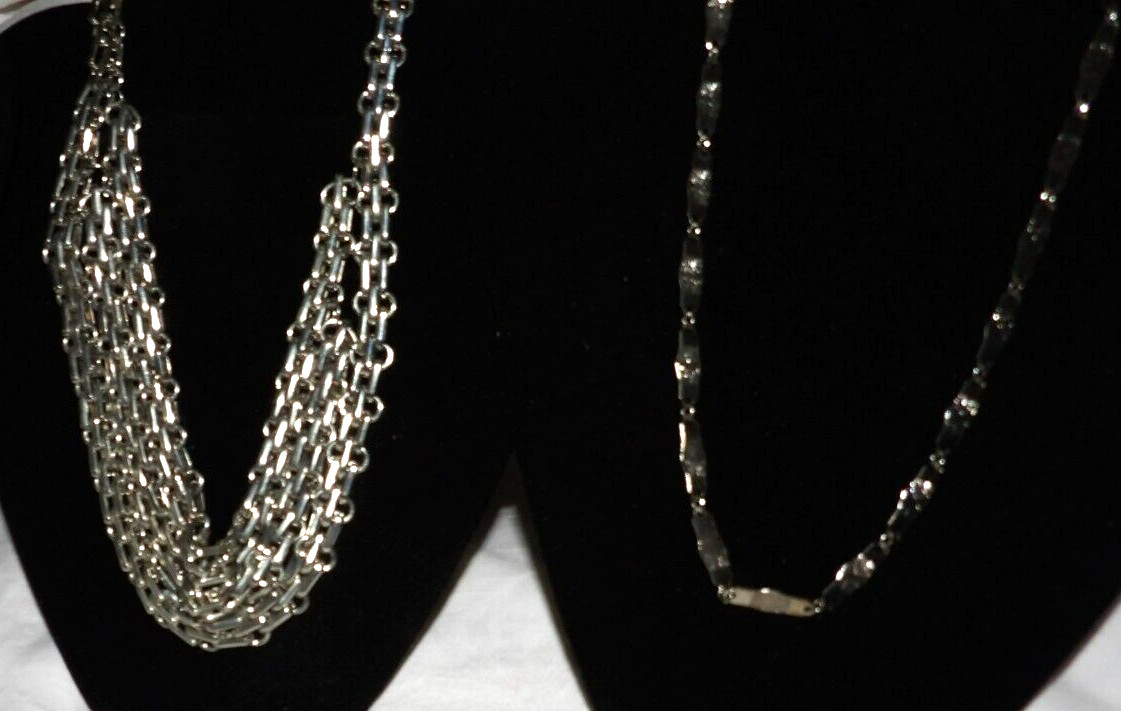STAINLESS STEEL Lot of 3 Chain NECKLACES Single 22″ &34″ Length 18″ Multi-Strand