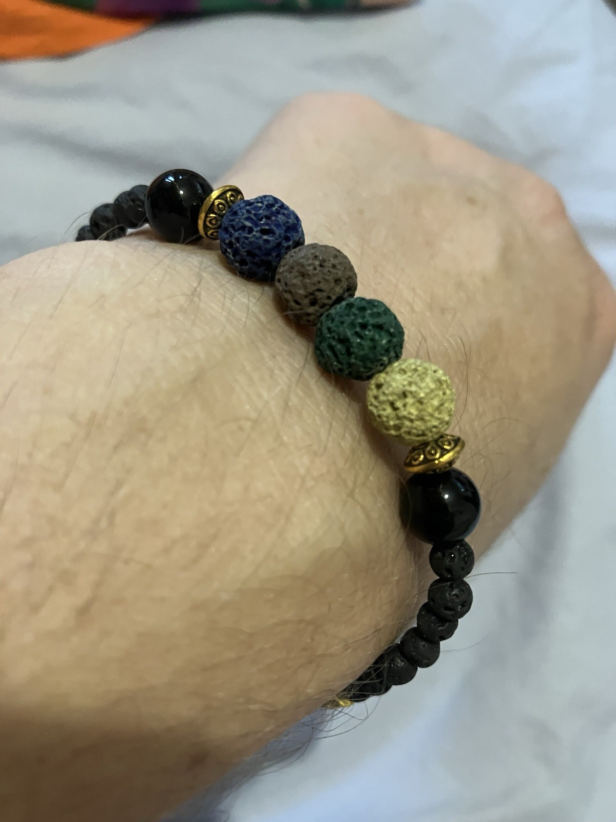Autumn colours Lava beaded bracelet for Essential Oils, Aromatherapy