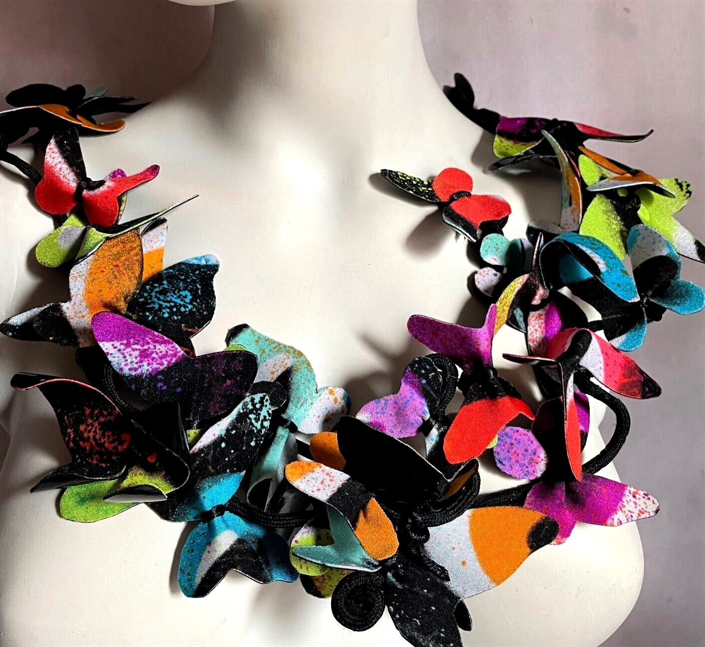 Nita Angeletti OOAK Art To Wear Multi-Color Butterfly Statement Necklace