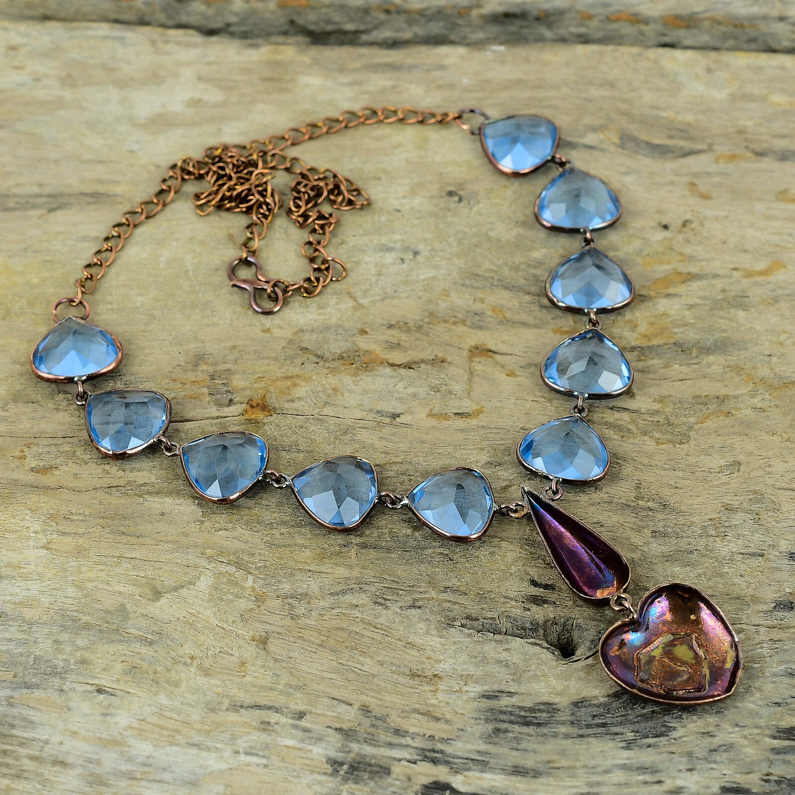 Tanzanite Quartz Copper Gift For Mother Electroformed Adjustable Necklace 18.0″
