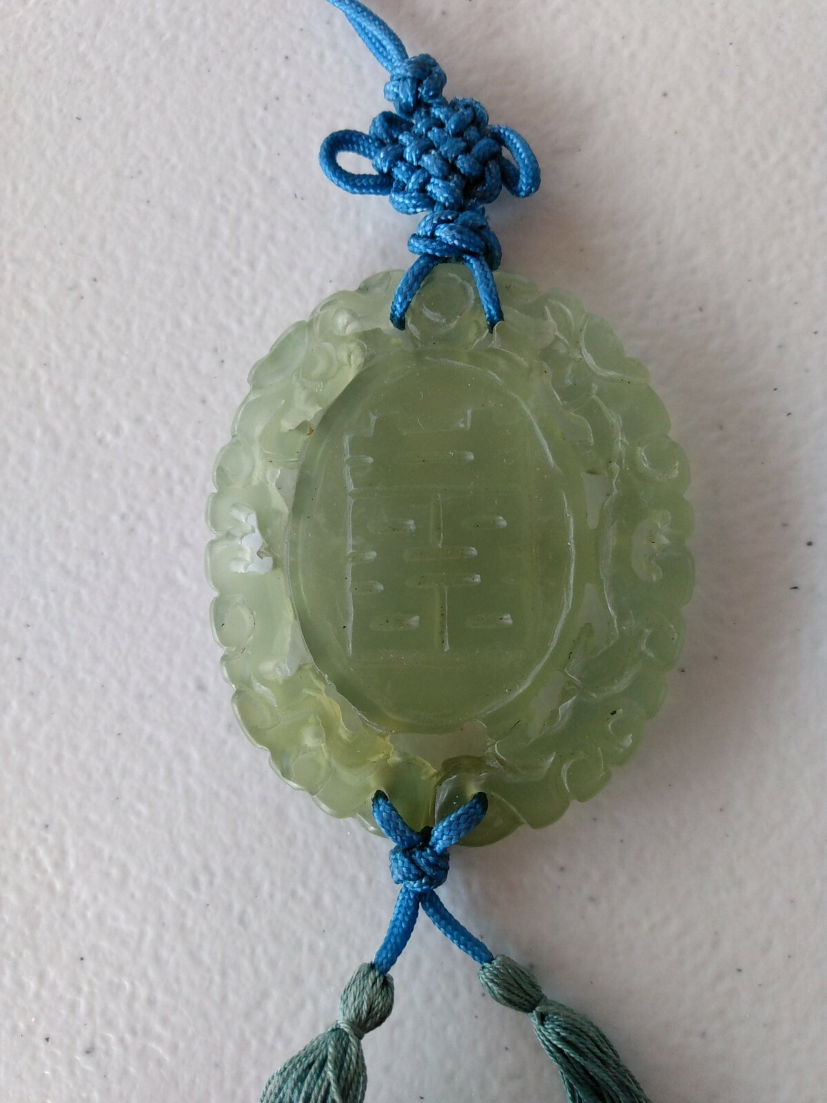 2 Estate Carved Green & Orange/Tan Fine Jade Floral Large Pendant Cord Necklaces