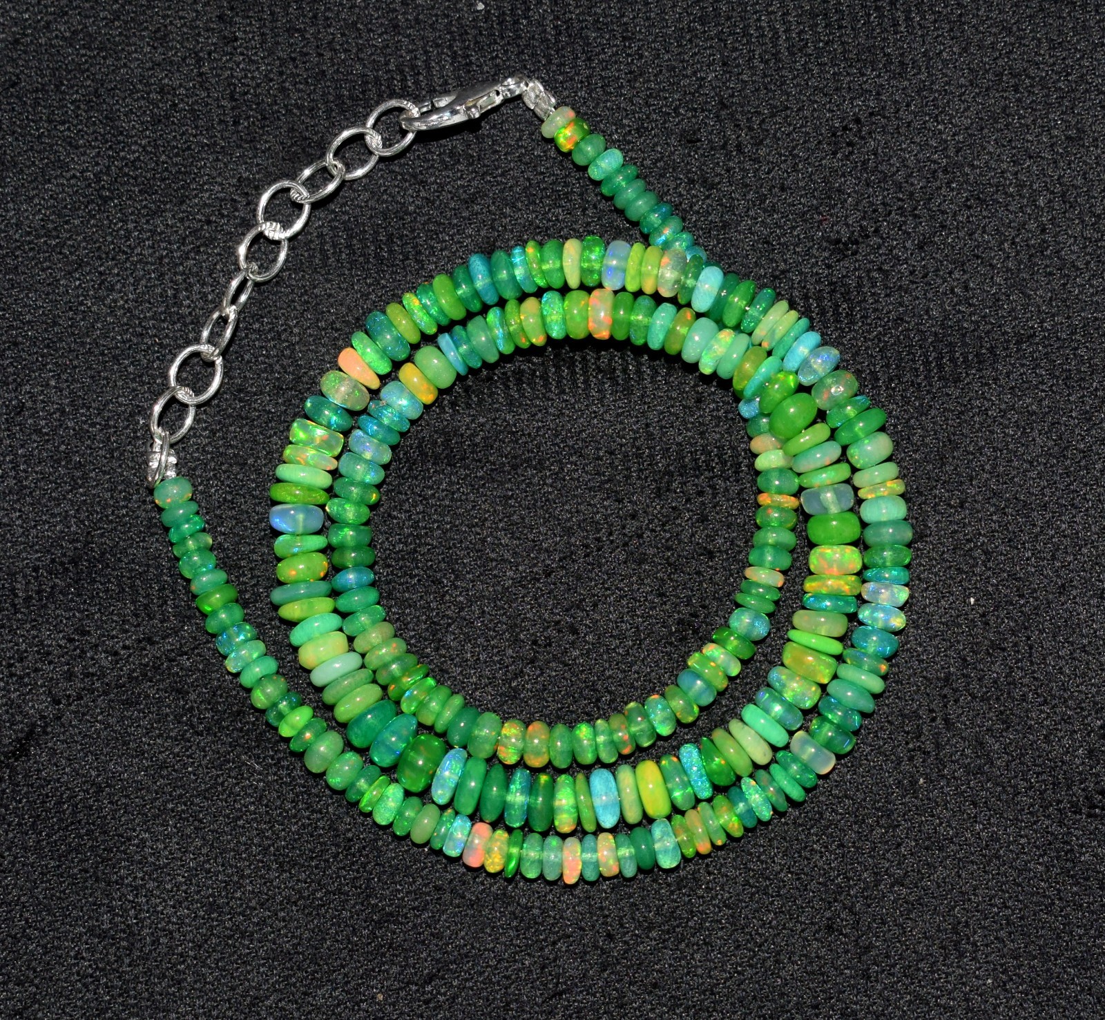 16”Natural Ethiopian Opal Wello Fire Opal Gemstone Bead Necklace AF710