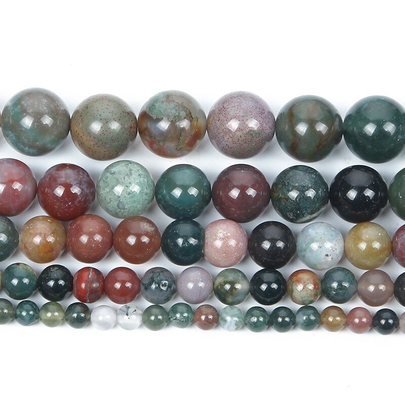 Smooth Natural Indian Agate Stone Beads Round Loose Spacer Beads Jewelry Making