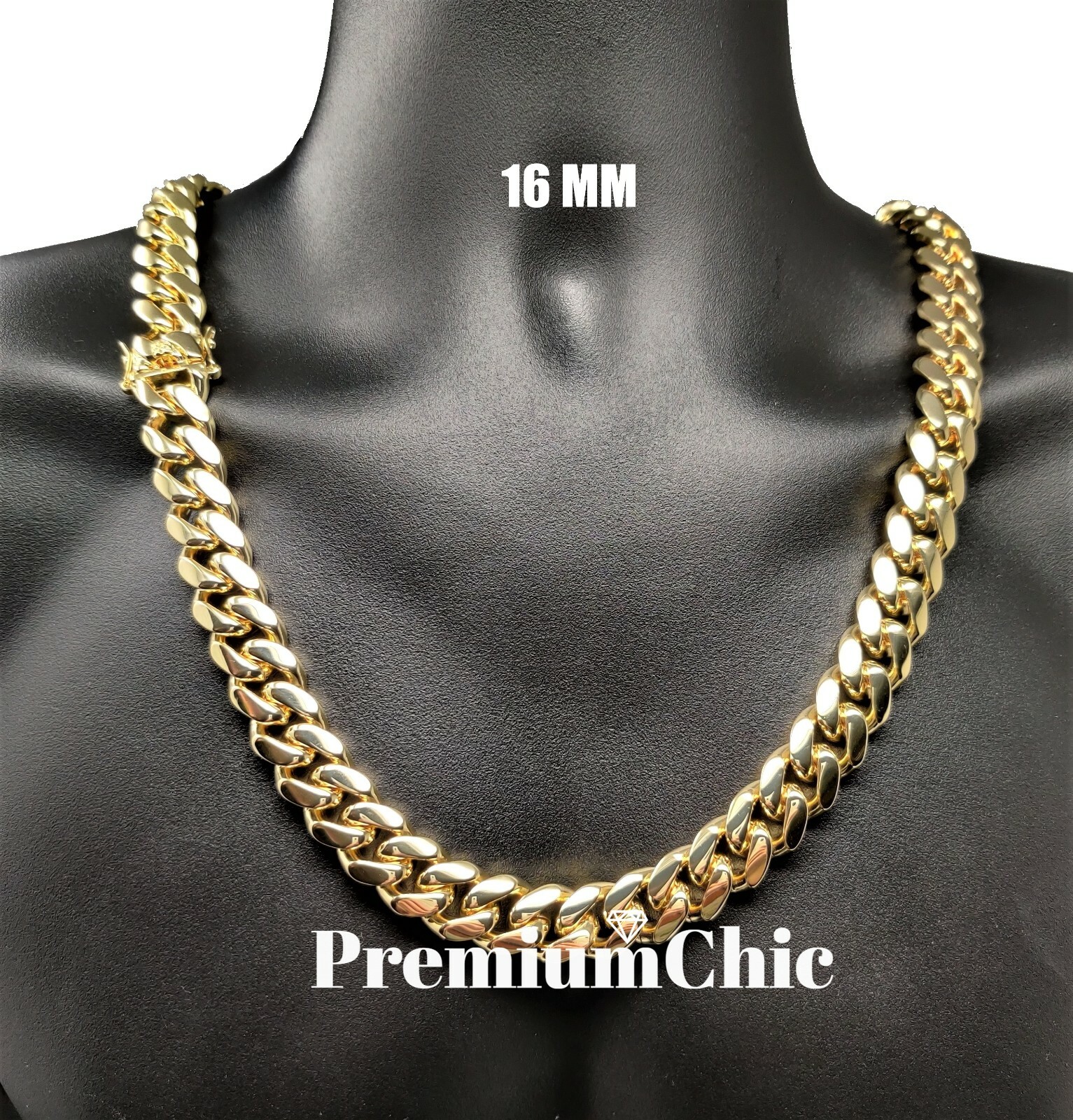 Mens Miami Cuban Link Chain HEAVY 14k 18K Gold Plated Stainless Steel Hip Hop