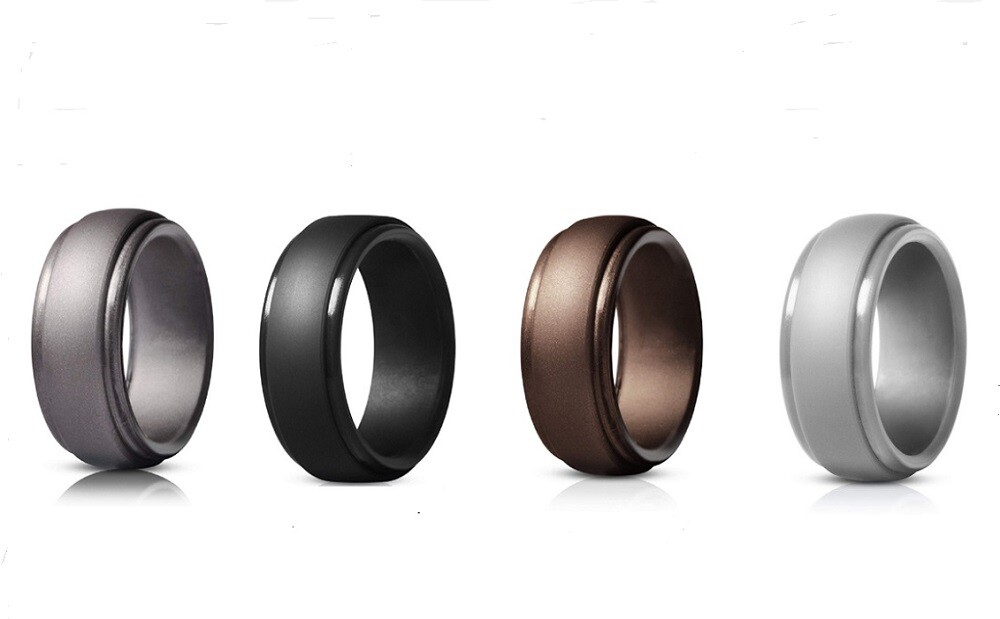 4-Pack Silicone Wedding Rings, Unisex Rubber Bands for Active Lifestyles & Sport