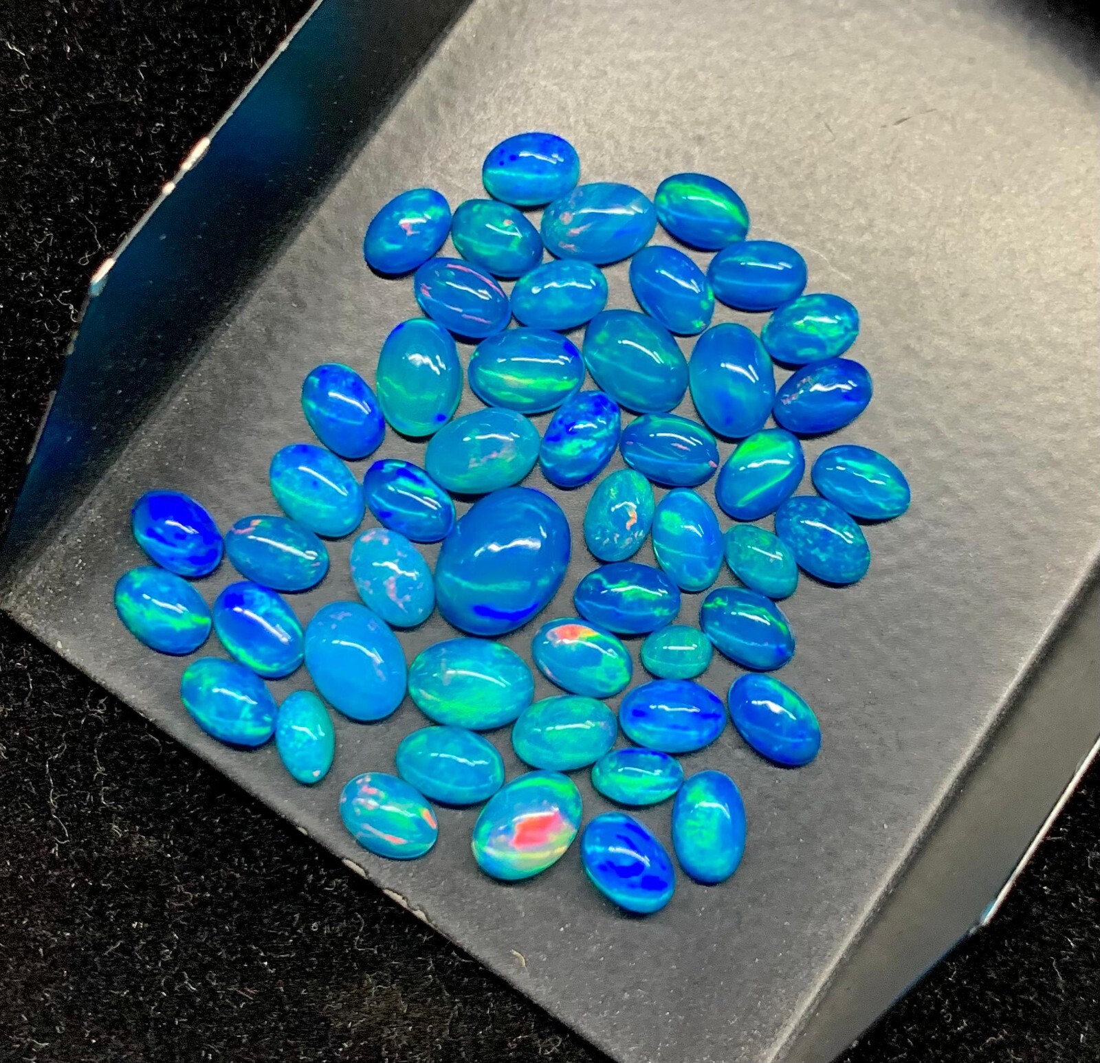 Sky Blue Opal Cabochon, Dyed Color Natural Ethiopian Multi Fire Opal Gemstone