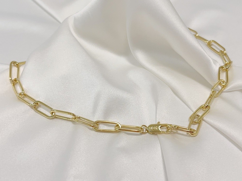 Real Genuine 10K Solid Yellow Gold Paperclip Chain Necklace 24inch 9mm