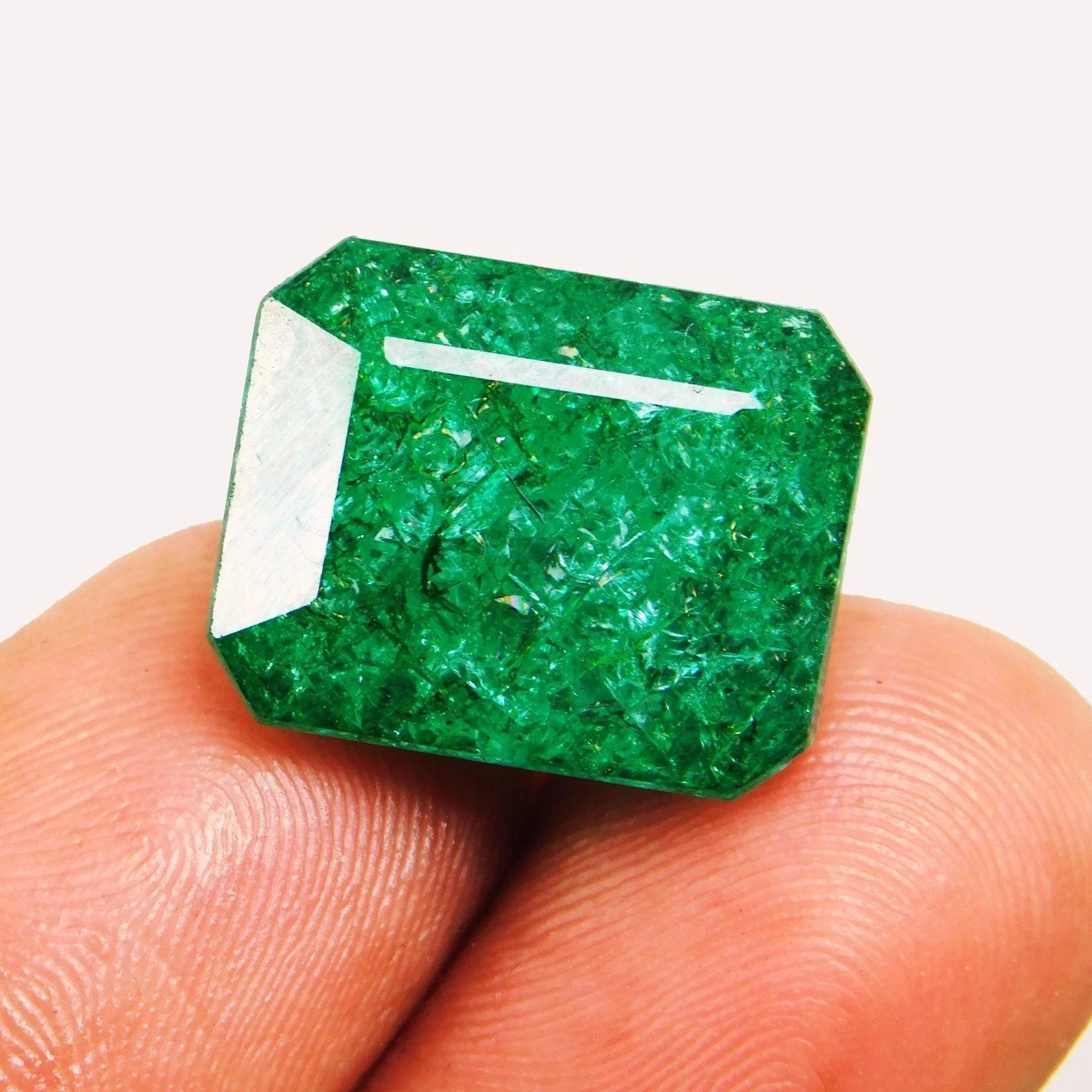 11.45 Ct Lab-Created Green Colombian Emerald Certified Emerald Cut Loose Gems
