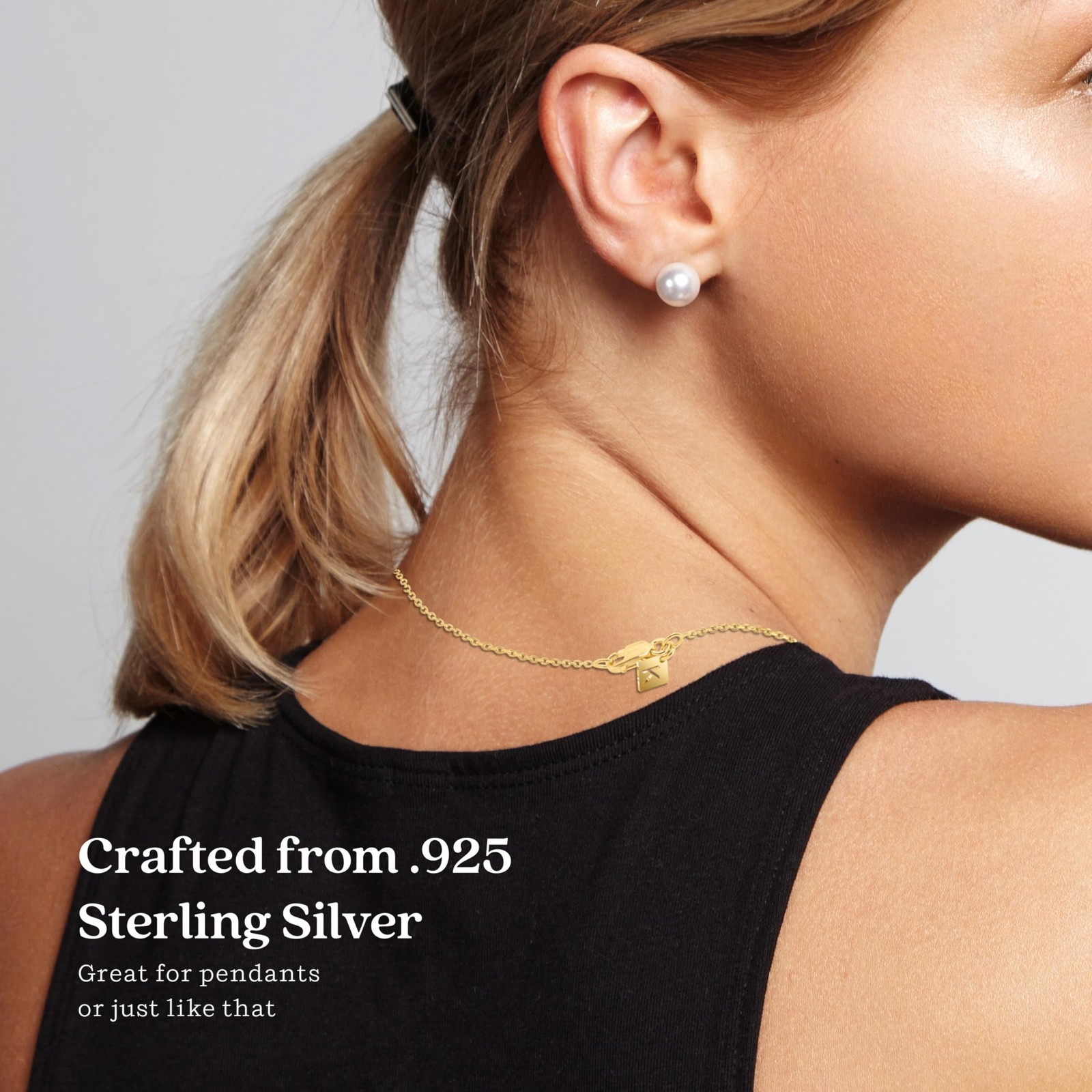 KEZEF 18K Gold over Silver Chain, Gold Chain Women, 1mm Cable Sterling Silver…