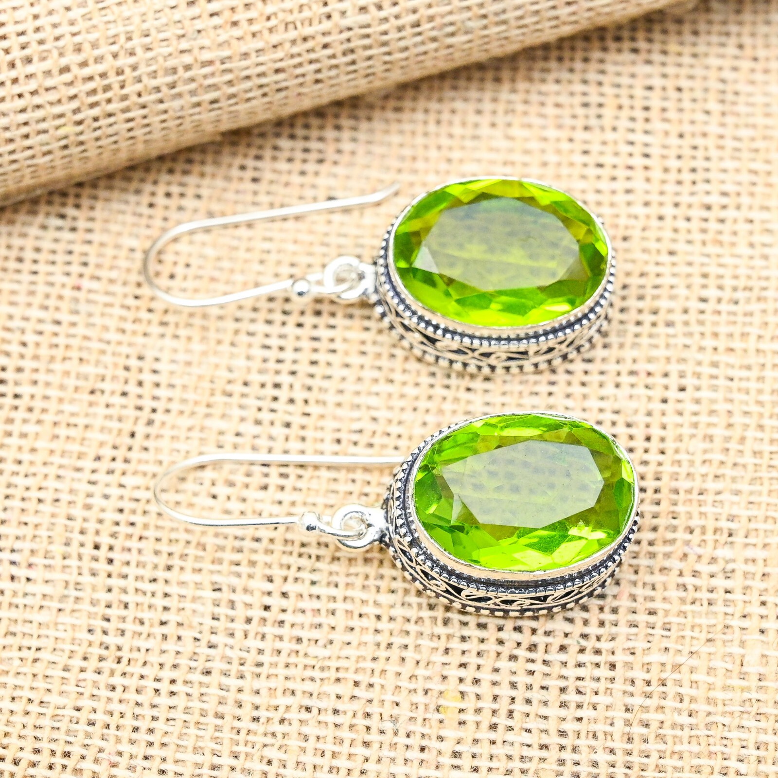 Peridot Gemstone Handmade 925 Sterling Silver Jewelry Earring