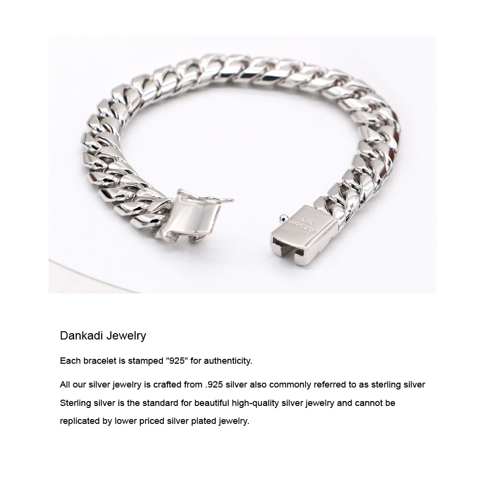 Solid 925 Sterling Silver Men’s Miami Cuban Link Chain Bracelet 10mm ALL SIZE