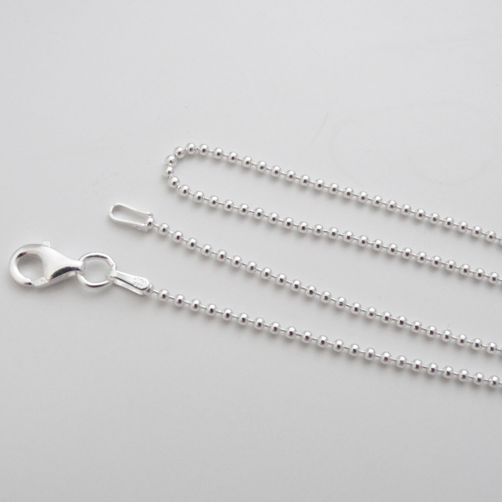 1.5mm Ball Bead Chain Necklace – 925 Sterling Silver – 16″ 18″ 20″ 22″ 24″ 30″