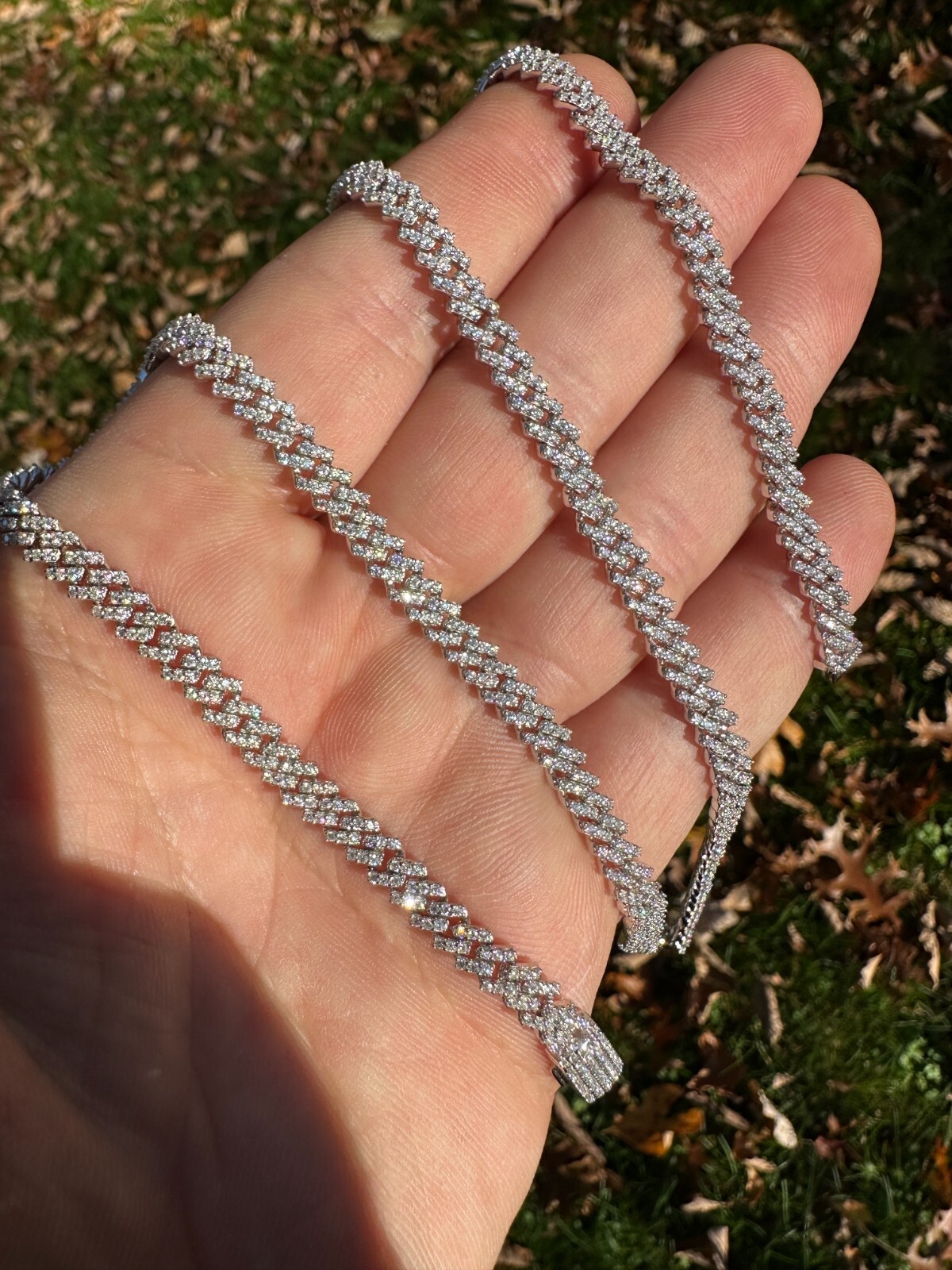 MOISSANITE Real 5mm Micro Miami Cuban Link Prong Chain Iced 925 Silver Necklace