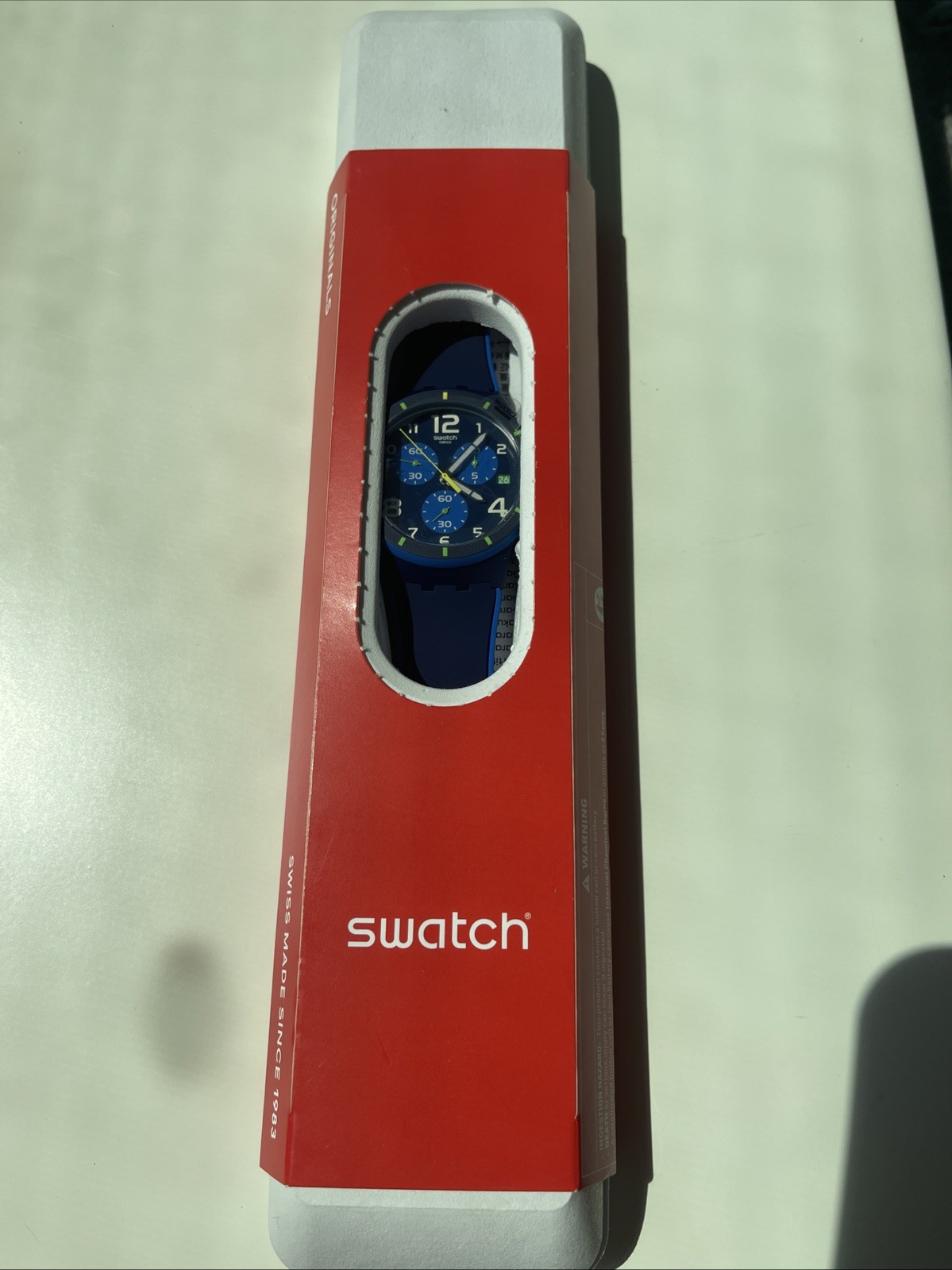 Limited Swiss Swatch BLEU SUR BLEU Silicone Chrono Men Date Watch 42mm SUSN409