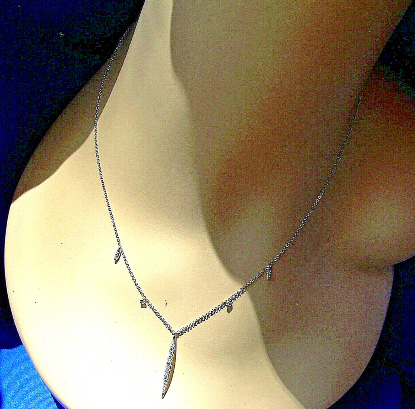 ORIGINAL Gabriel & Co DIAMOND Slice Necklace 18″ Inch Chain Solid 14K WHITE GOLD