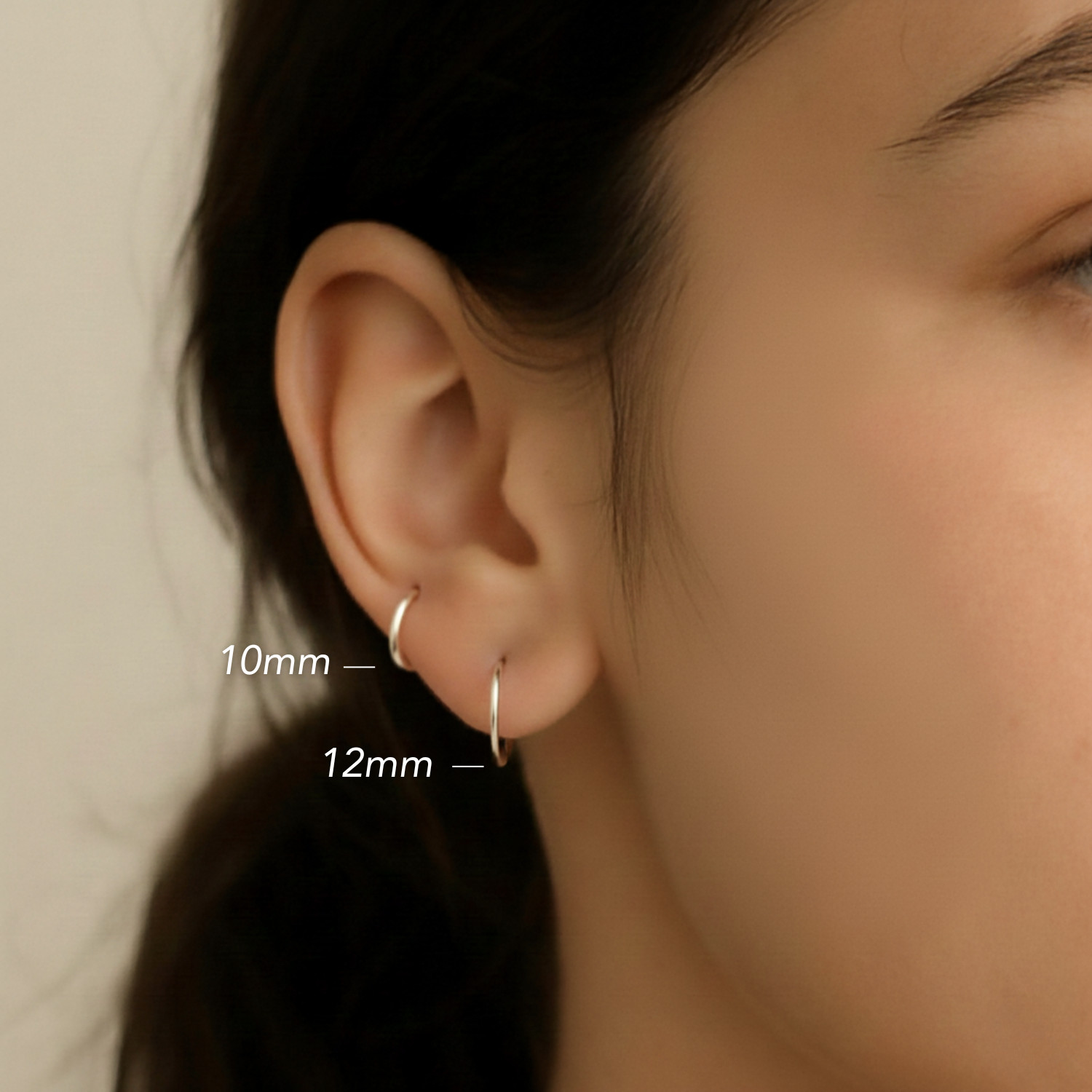 14K Real Solid Yellow Gold Round Endless Hoop Earrings 1mm Tube Hoops Ear Rings