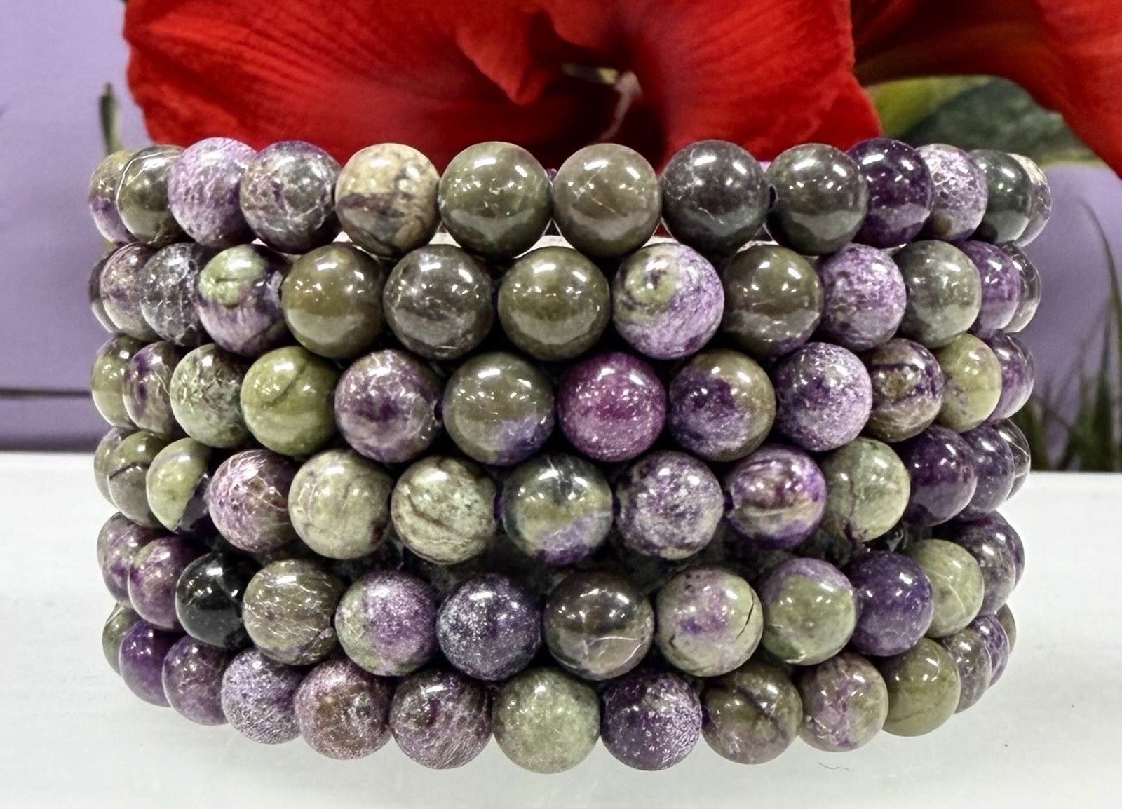 Wholesale 6 Pcs Natural Atlantisite 6mm 7.5” Crystal Healing Stretch Bracelet