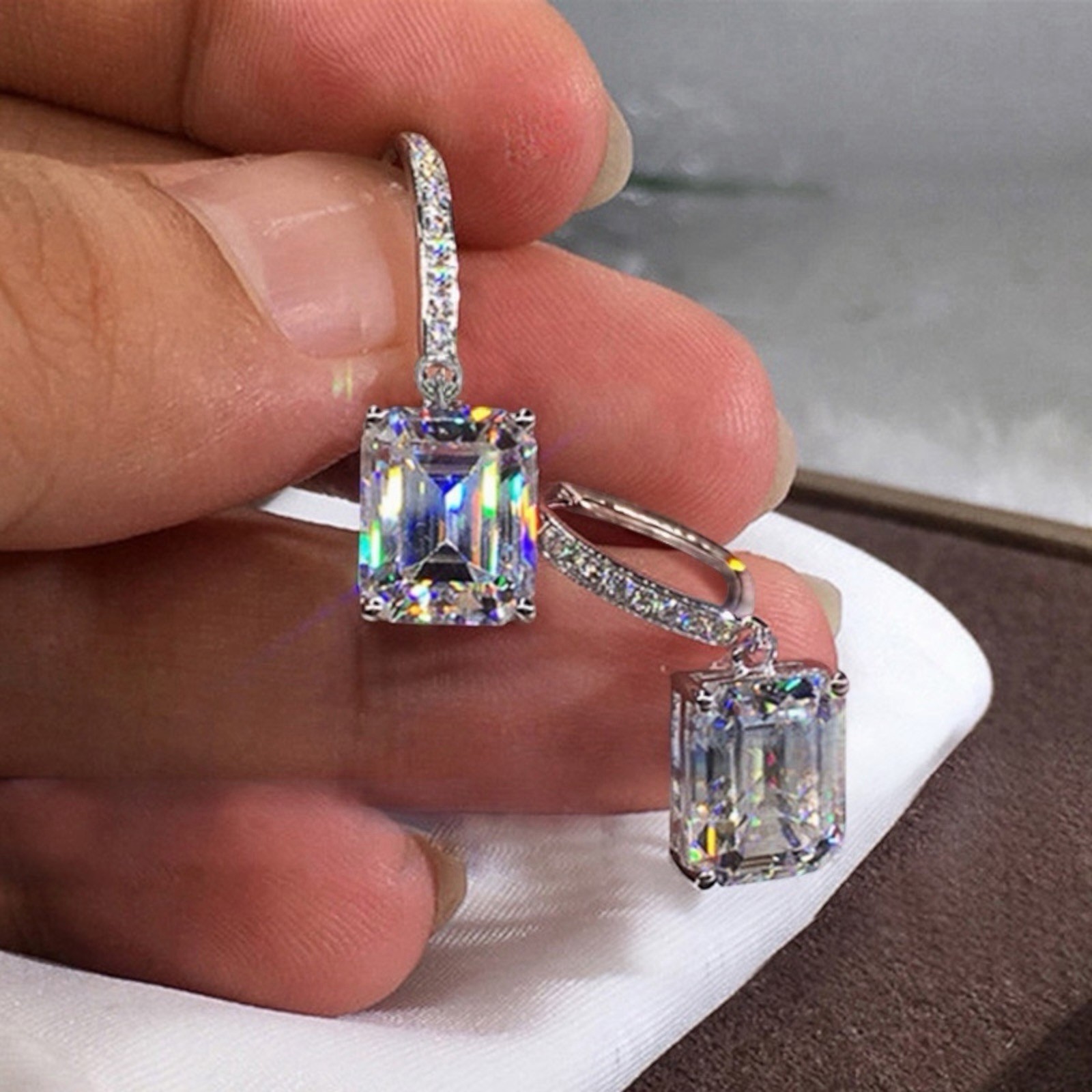 Elegant 925 Silver Filled Earring Women Zircon Wedding Jewelry Gift A41
