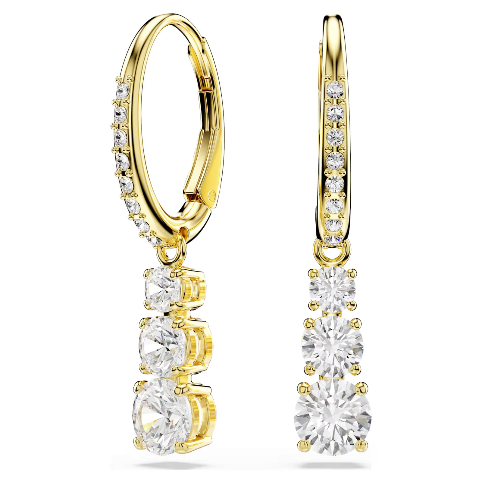 Swarovski Stilla Attract Hoop Earrings Gold-Tone Plate 5723300 *NEW IN GIFT BOX*