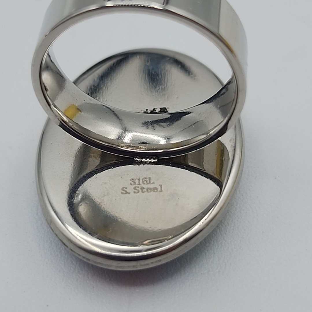 Multicolor Millefiori Murano Glass Stainless Steel Cocktail Ring Size 8, Italy