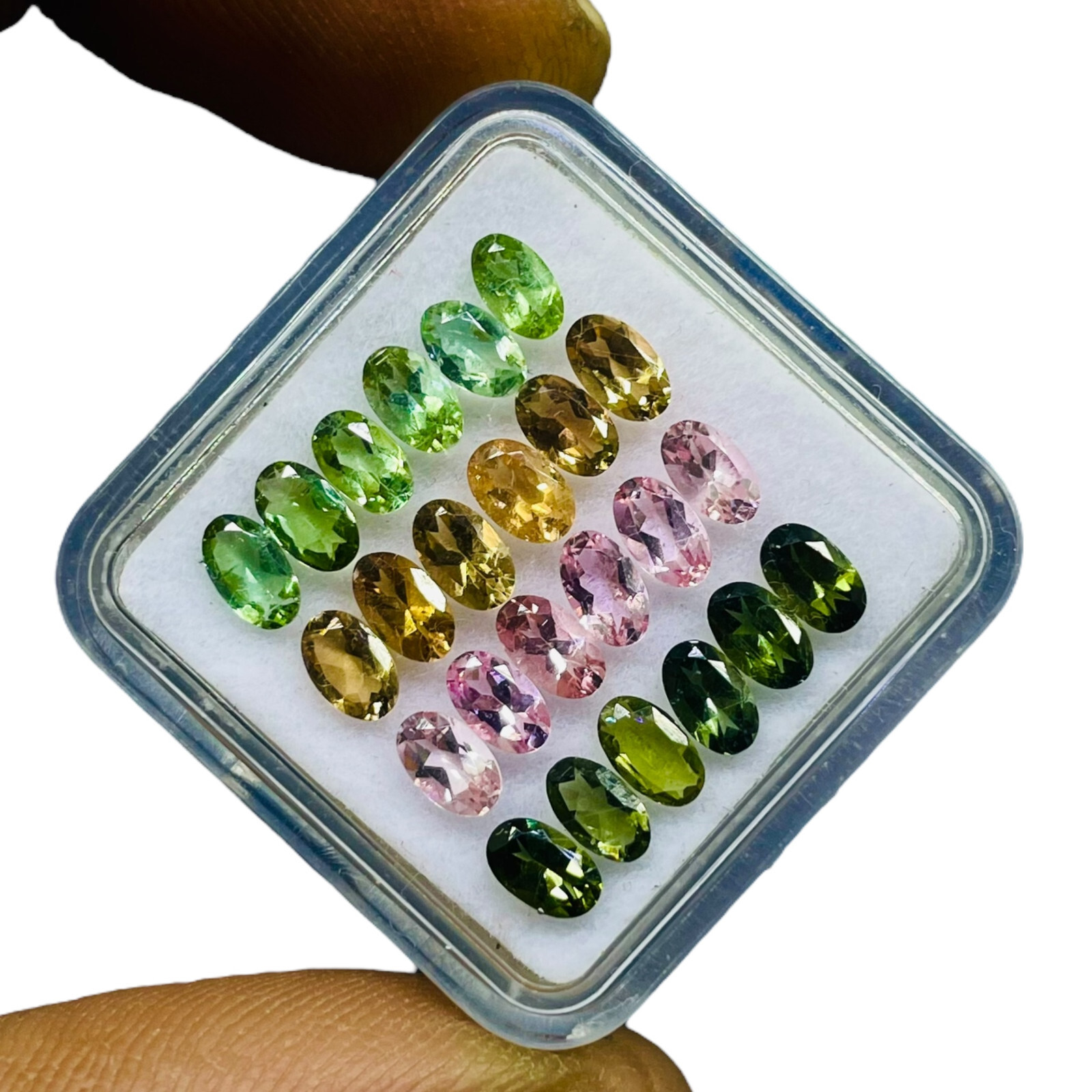 VVS 24 Pcs Natural Multi Tourmaline 5x3mm Oval Cut Loose Untreated Gemstones Lot