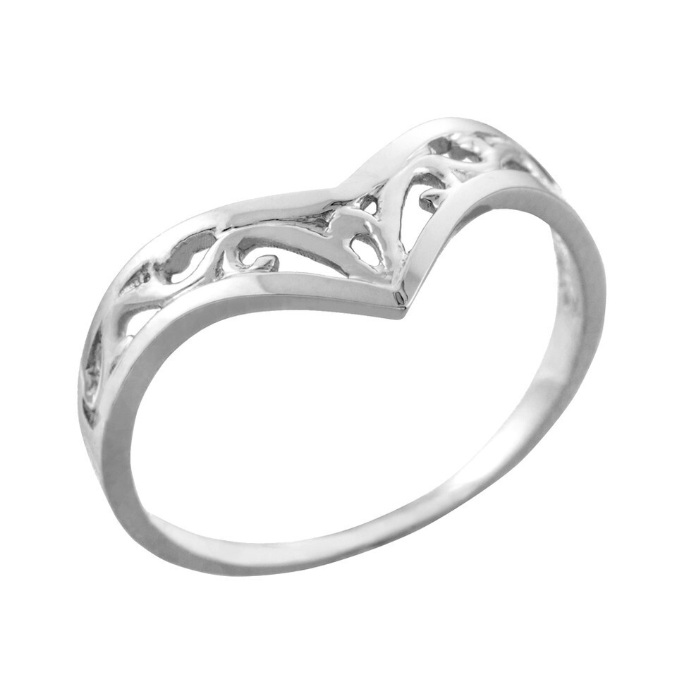 Fine Gold Filigree Chevron Ring for Women (Available in Yellow/Rose/White)