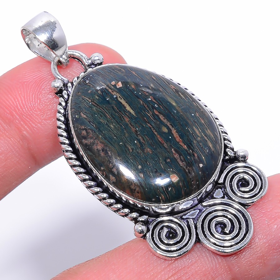 natural Jasper Gemstone 925 Silver Plated Pendant 2.20″ P3093-491