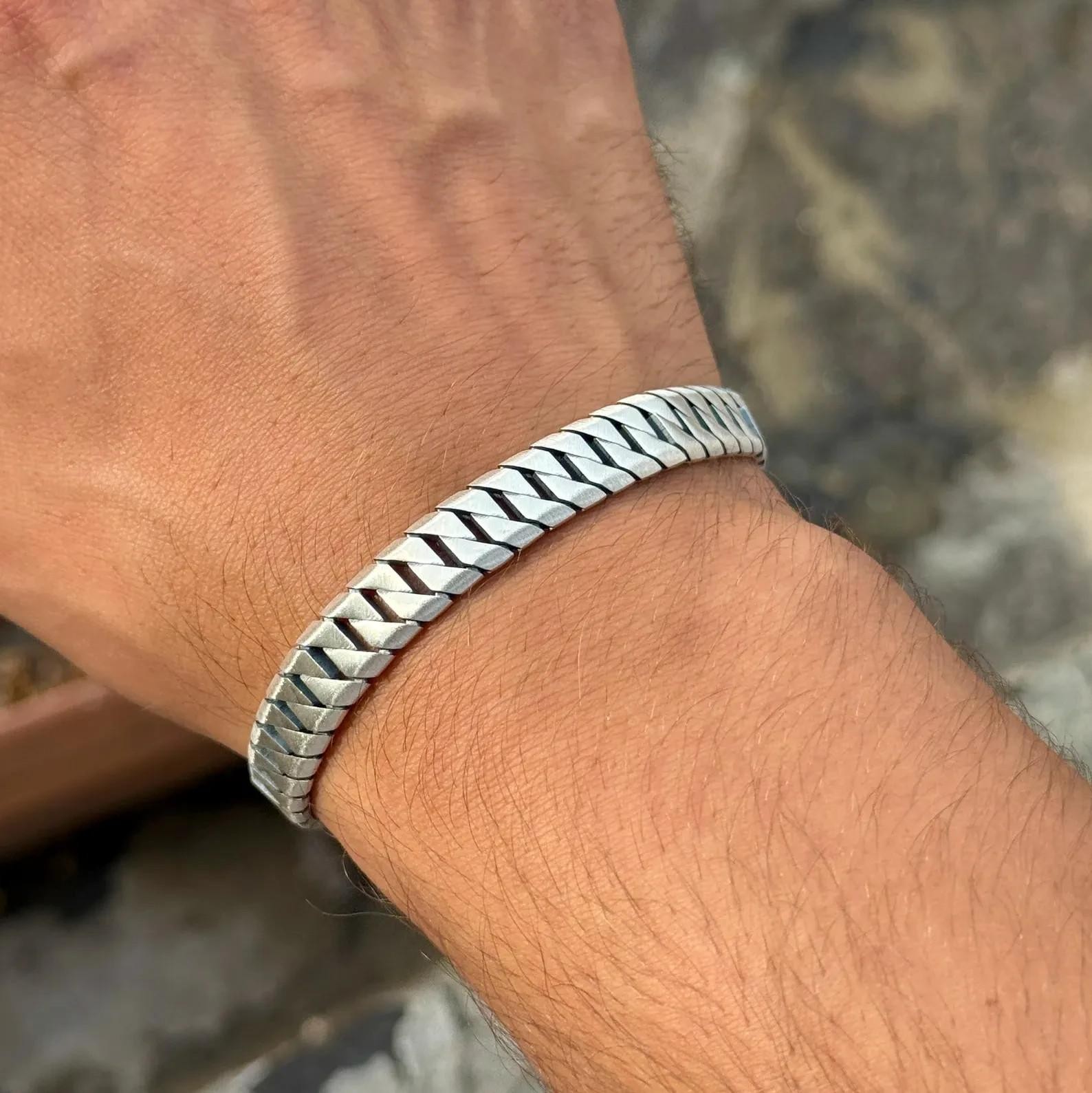 925 10MM Curb Chain Bracelet, Gourmet Men Chain Bracelet, Cuban Link Chain