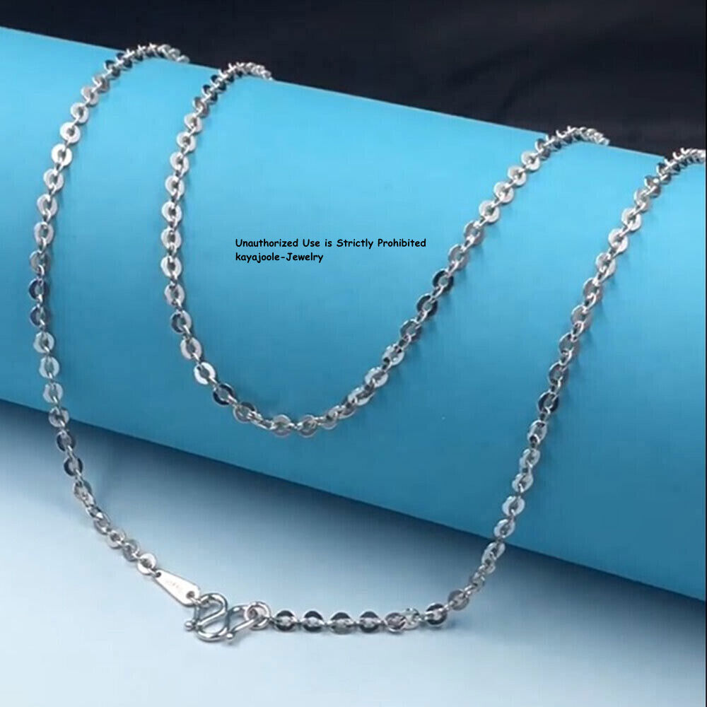 PT950 Pure Platinum 950 Chain Men Women Gift Lucky O Link Necklace 16-22inch L