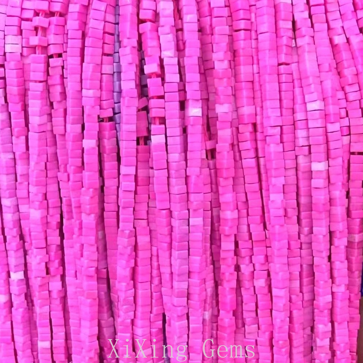 1x2mm Natural Hot Pink Turquoise Flat Square Disc Spacer Bead for Jewelry Making