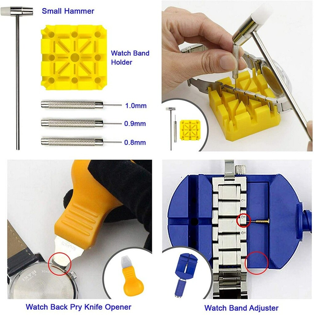 Professional Watch Repair Kit Watchmaker Back Case Opener Link Pin Spring Bar US