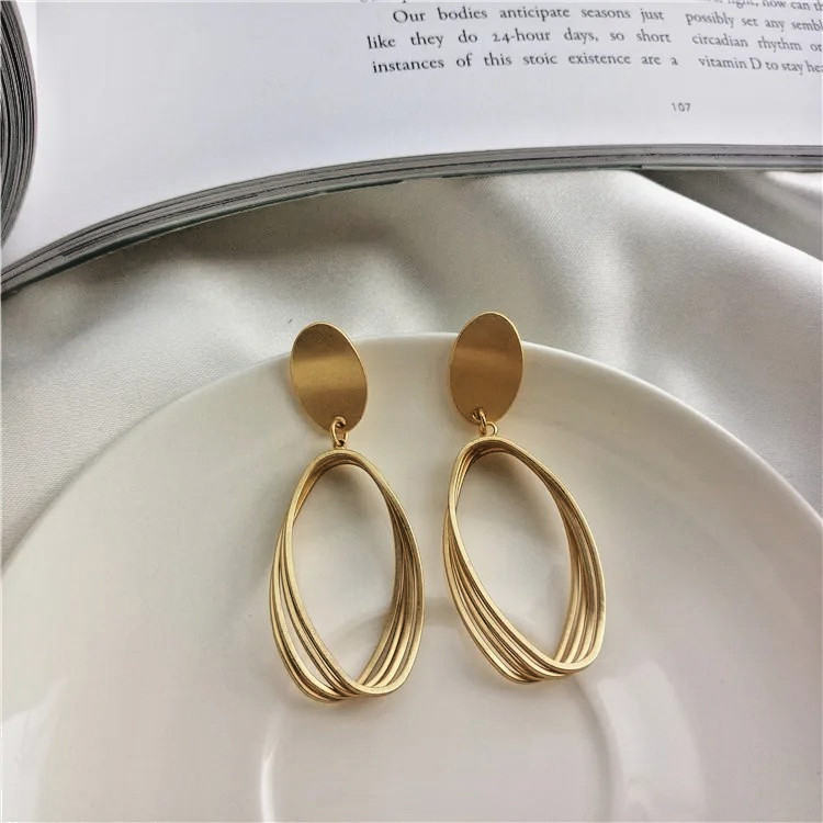 Gold Geometric Clip on Earrings No Piercing Minimalist Statement Women