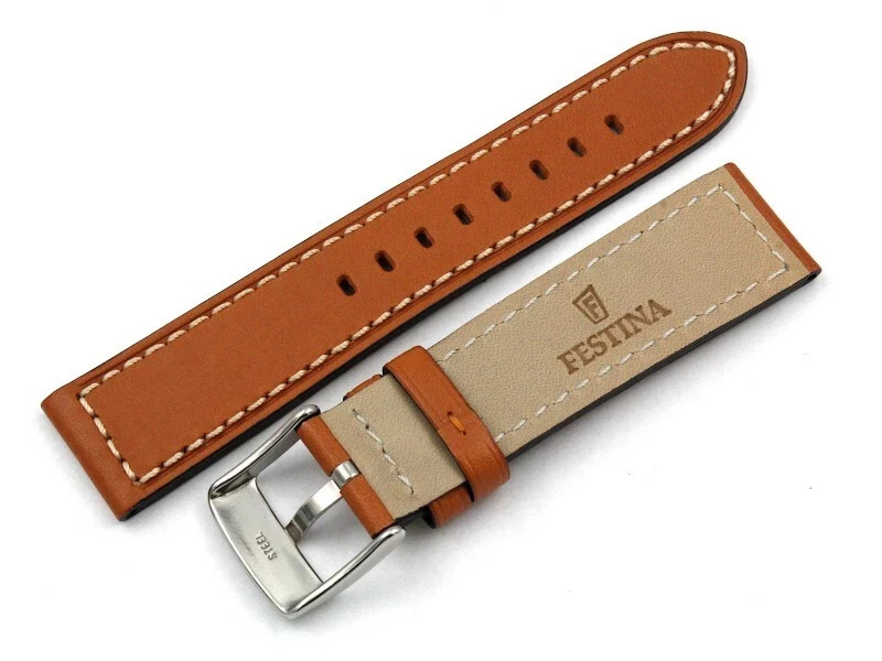 Feast Genuine Brown Leather 21/20mm Steel Pin Buckle Excellent Quality