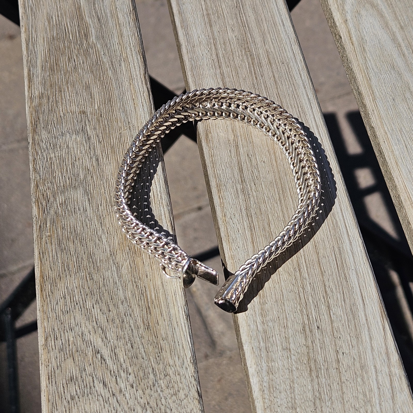 Milor Italy Double Interwoven Curb Link Chain Sterling Bracelet Sz 8.0
