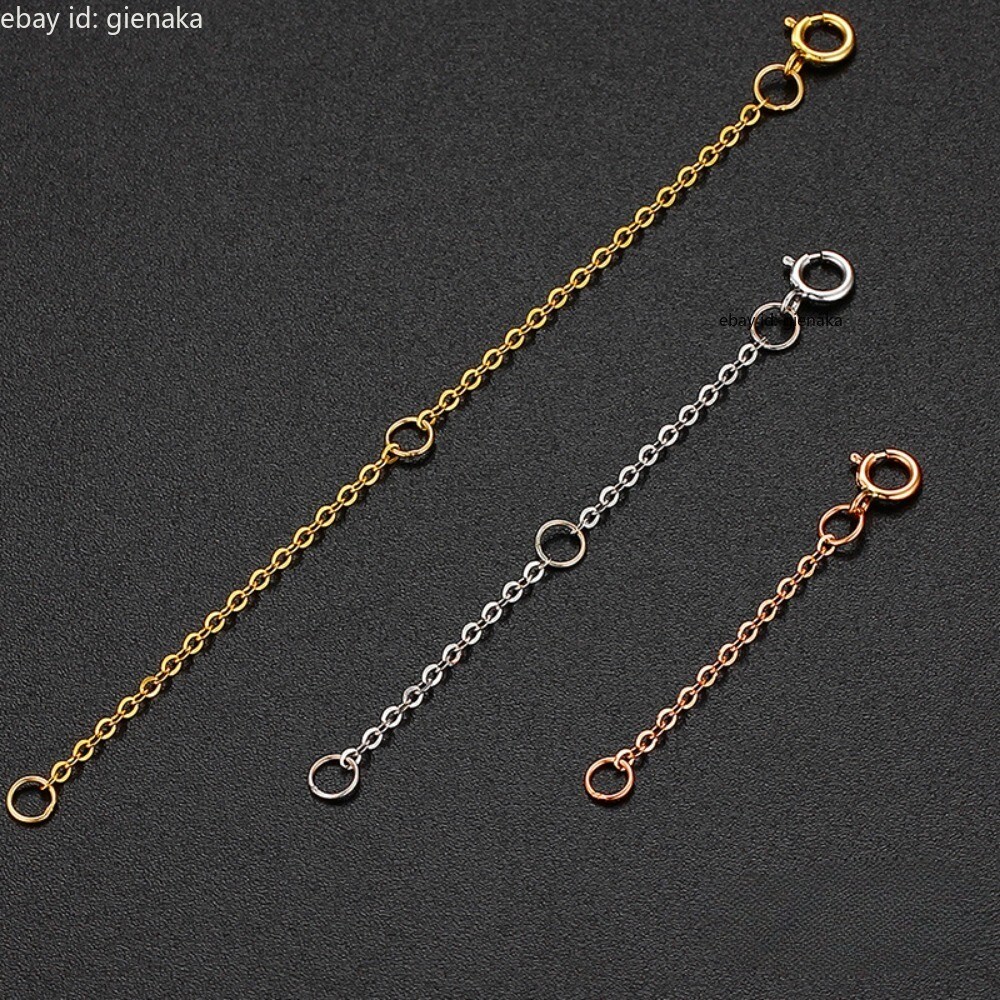 Pure 18K Yellow Gold O Chain Link Extender Bracelet Extension Safety Necklace