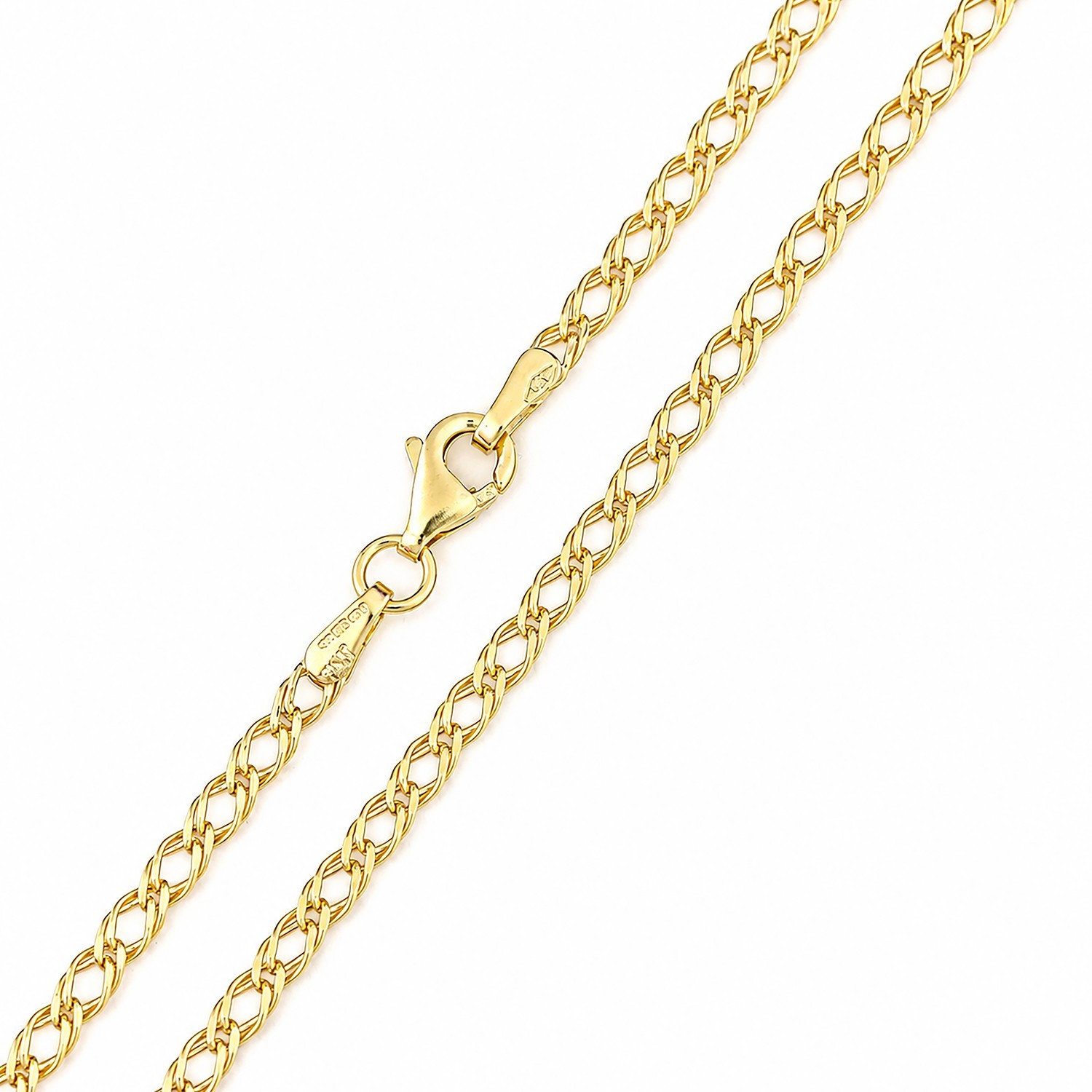 9ct Yellow Gold Fine Double Curb Chain 18″ Solid Gold Hallmarked Necklace