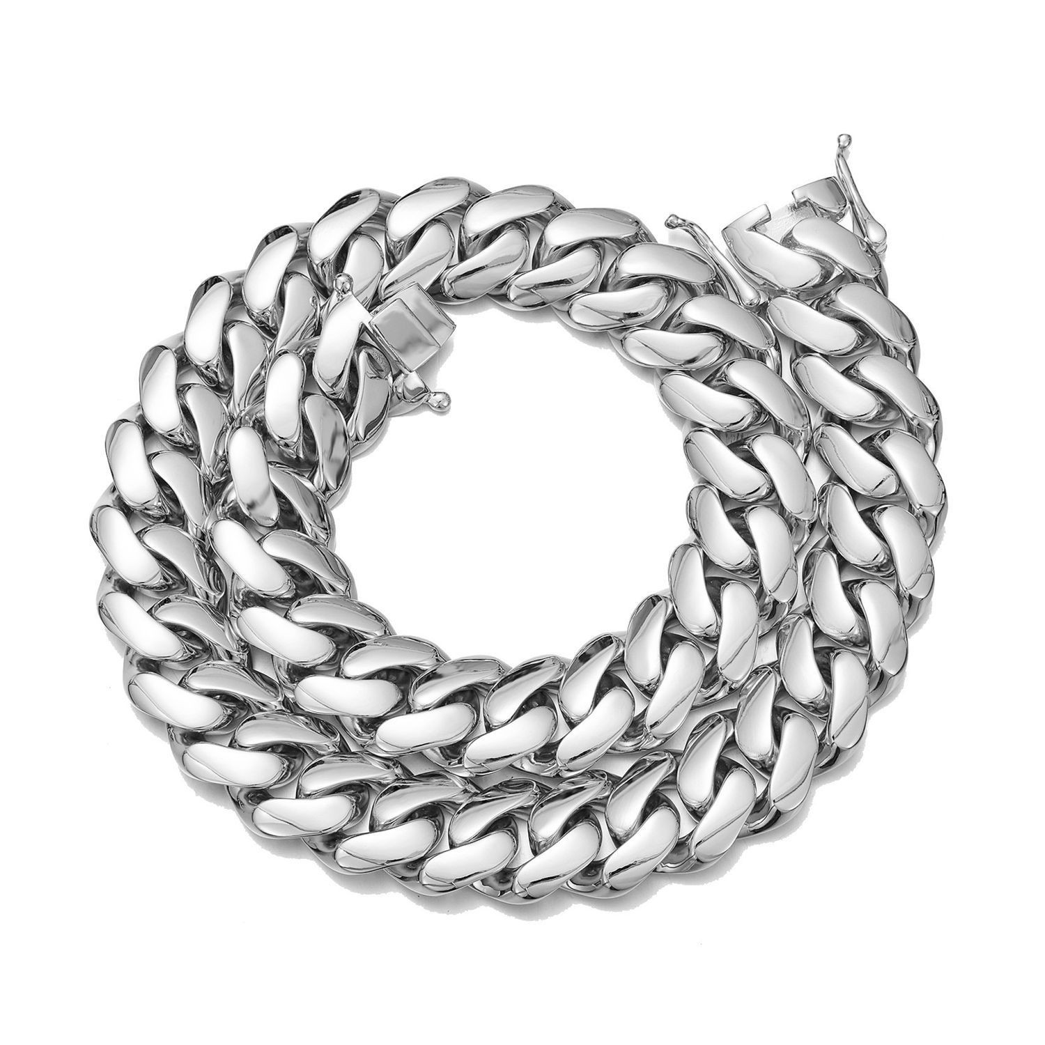 Stainless Steel Miami Hip Hop Cuban Chain Necklace Bracelet 10-22MM