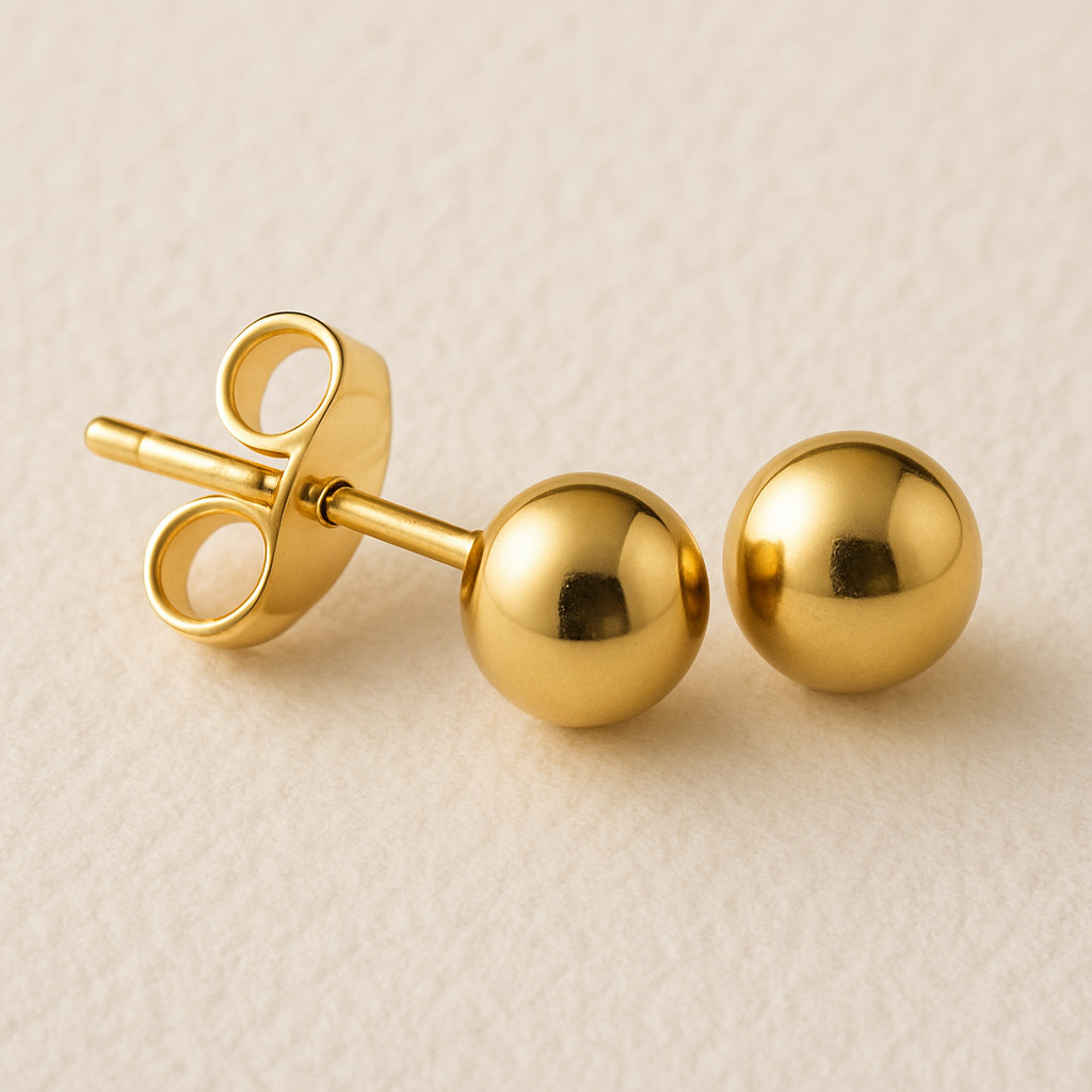 9ct Gold on Silver 2mm 3mm 4mm 5mm 6mm 8mm Ball Stud Earrings – PAIR