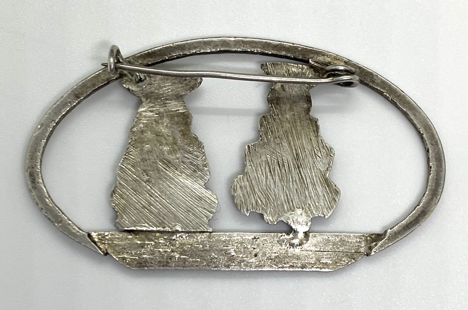 Vintage Mexico Sterling Silver Hand Crafted Villagers Pin Brooch 2.1/8” 6.80g