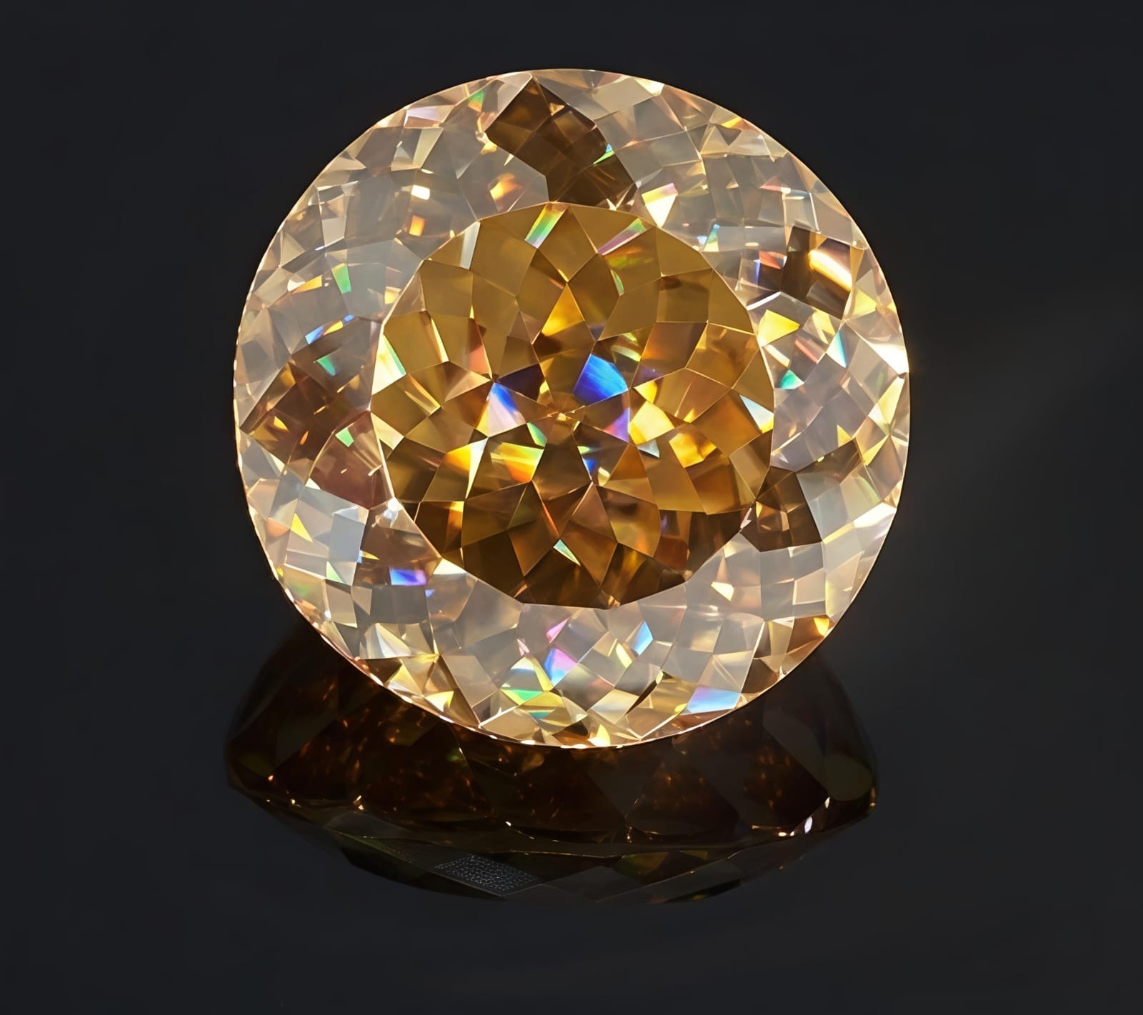 3 Ct Fancy Champagne Color Round Portuguese Loose VVS1 Diamond 9.50 MM Gemstone