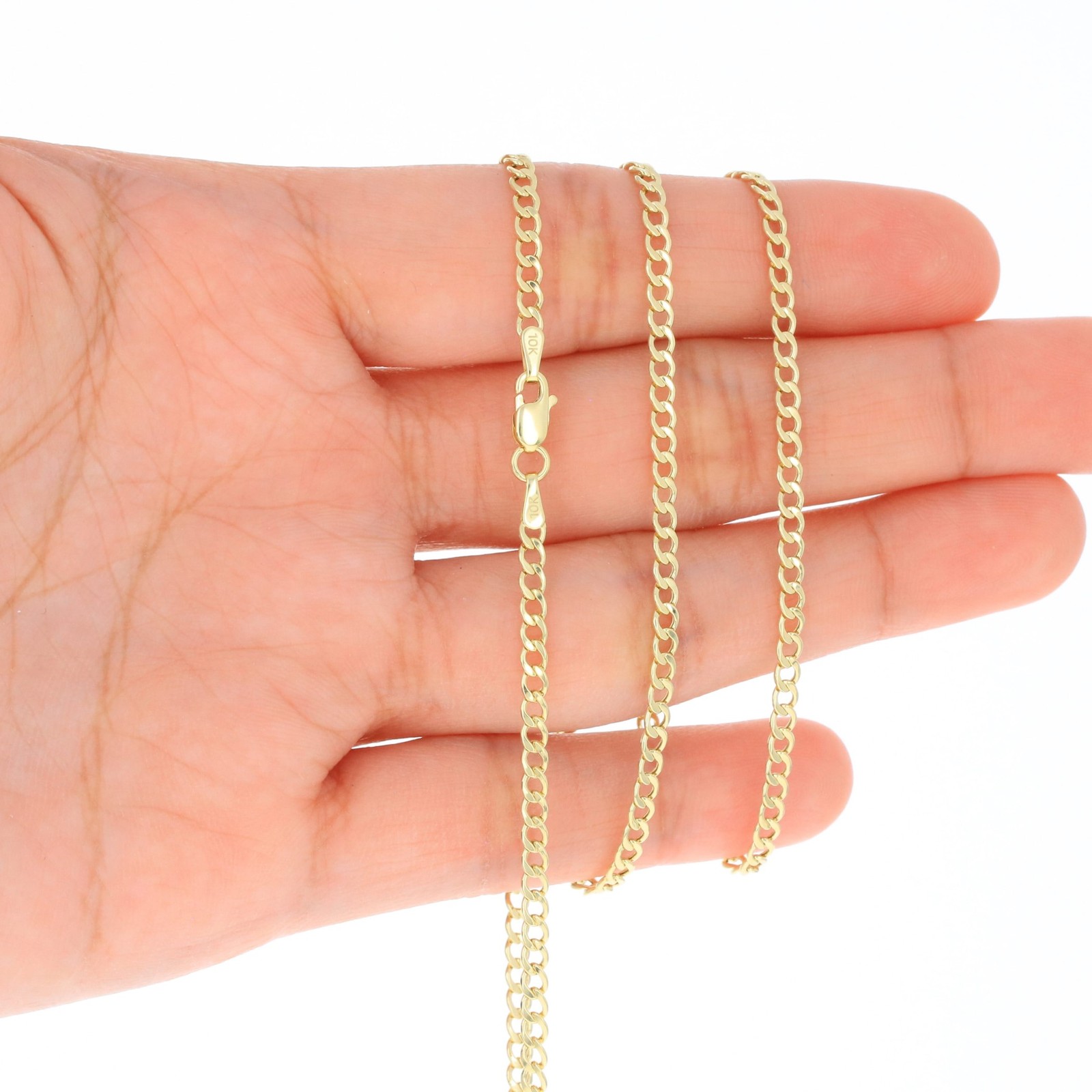 10K Yellow Gold 2.5mm Curb Cuban Italian Link Chain Necklace Mens Womens 20″