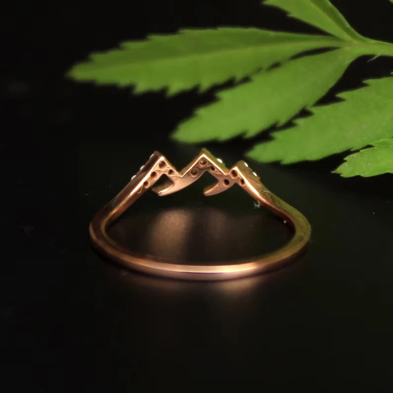 1.24 Ct Round Simulated 14k Yellow Gold Plated Mountain Shape Band Ring