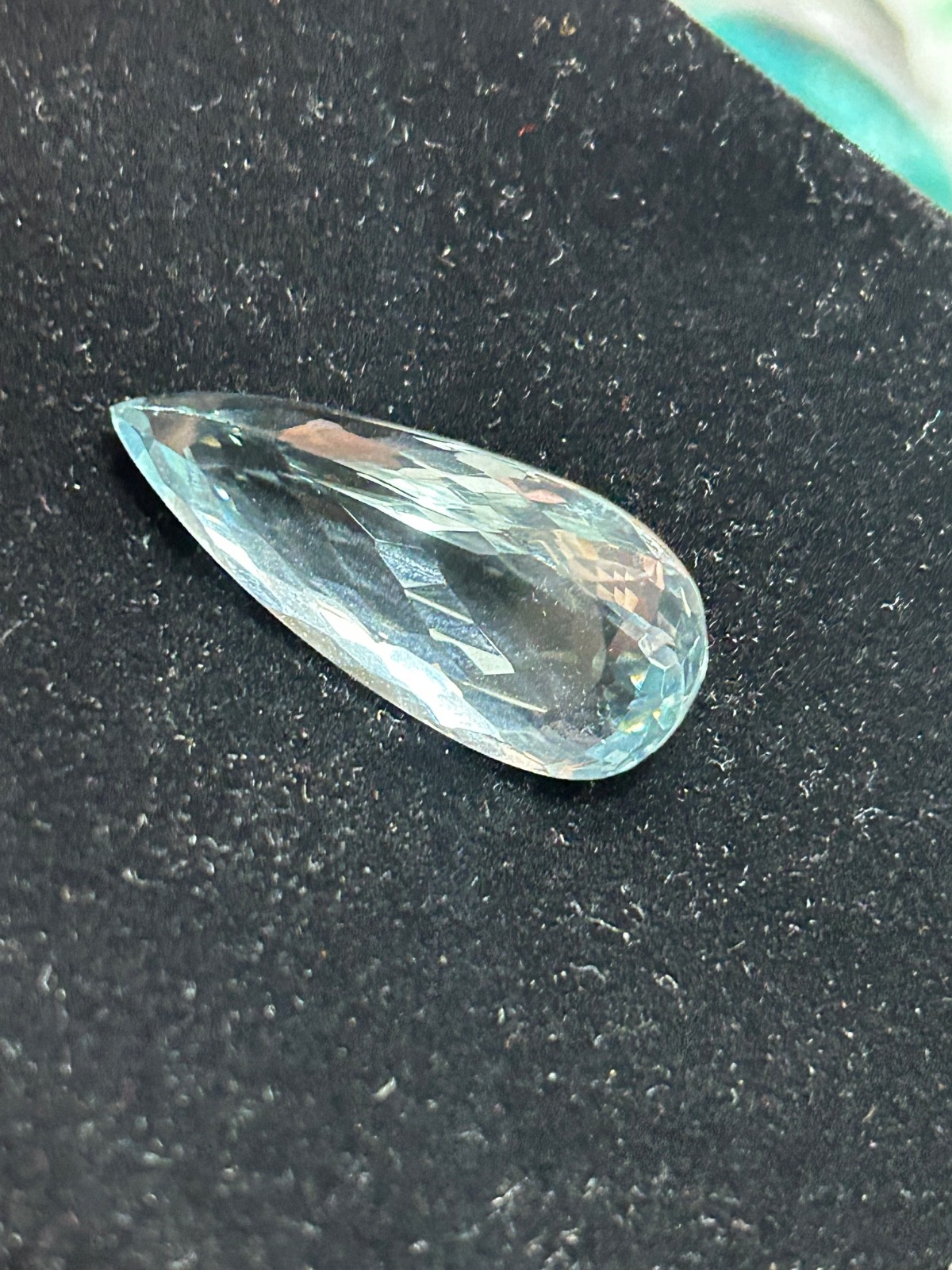 Very Light BLUE TOPAZ 23 CT Faceted Pear /Tear Drop Natural Gemstone 33 x 14 mm