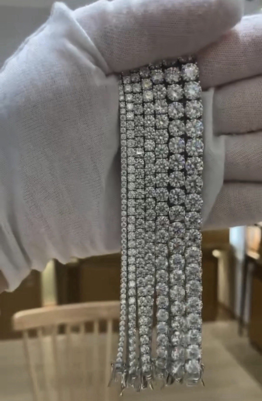 Tennis Bracelet SOLID 925 Sterling Silver MOISSANITE Passes Tester 3mm 0.1 Ct 6”