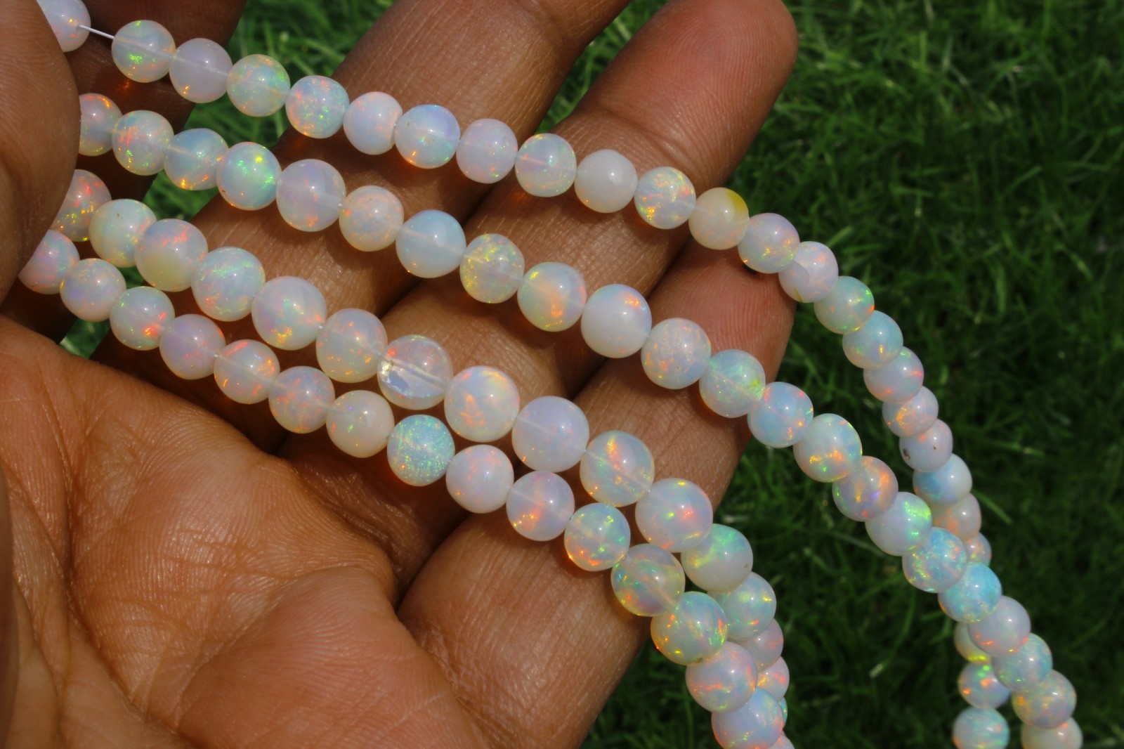 Natural Ethiopian Opal Round Beads 5-6mm Smooth Gemstone 8 Inch Strand Loose