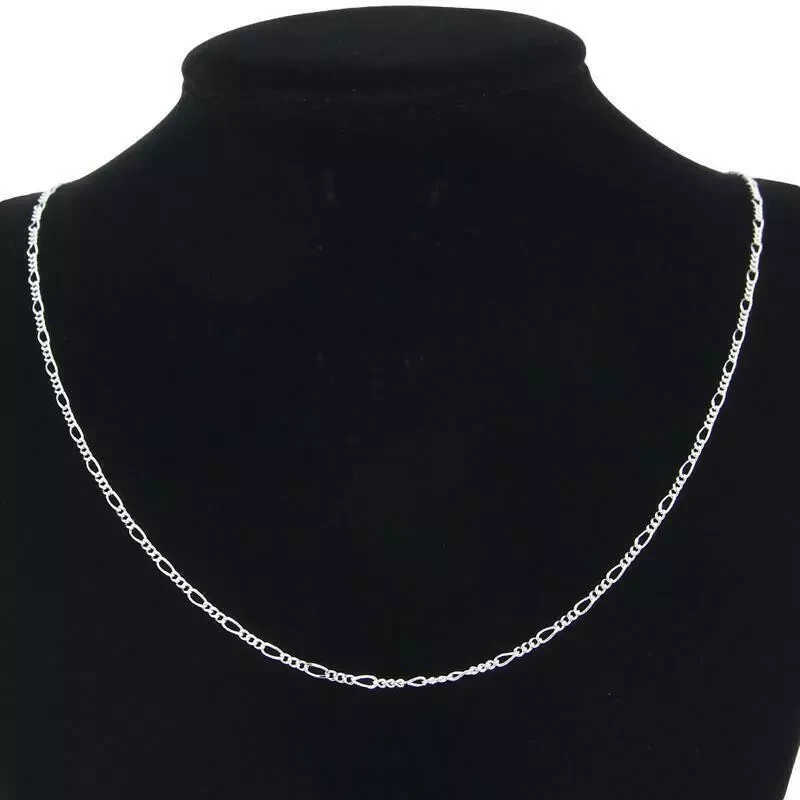 16″-30″ Unisex 925 Sterling Silver 2mm Wide Figaro Link Chain Necklace #N269
