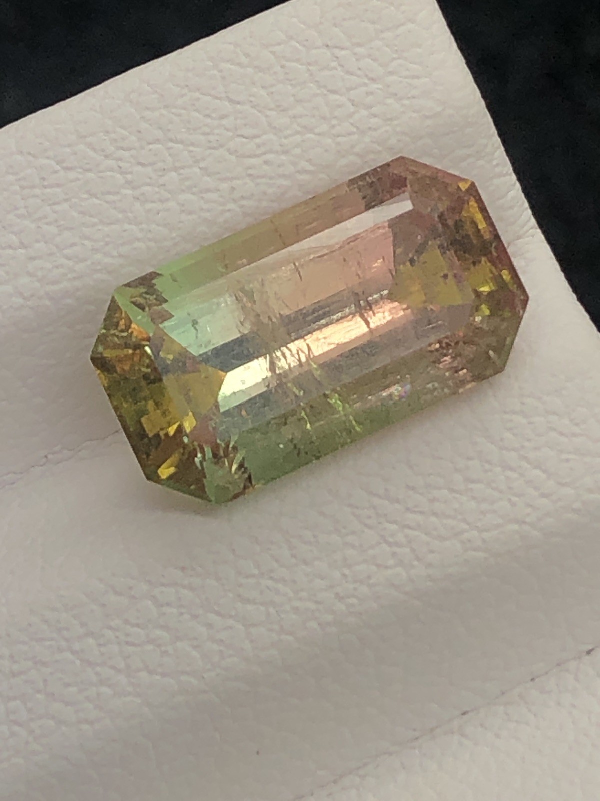 5.65 Ct Natural Bi-Color Tourmaline Emerald Cut Slightly Included Afghanistan